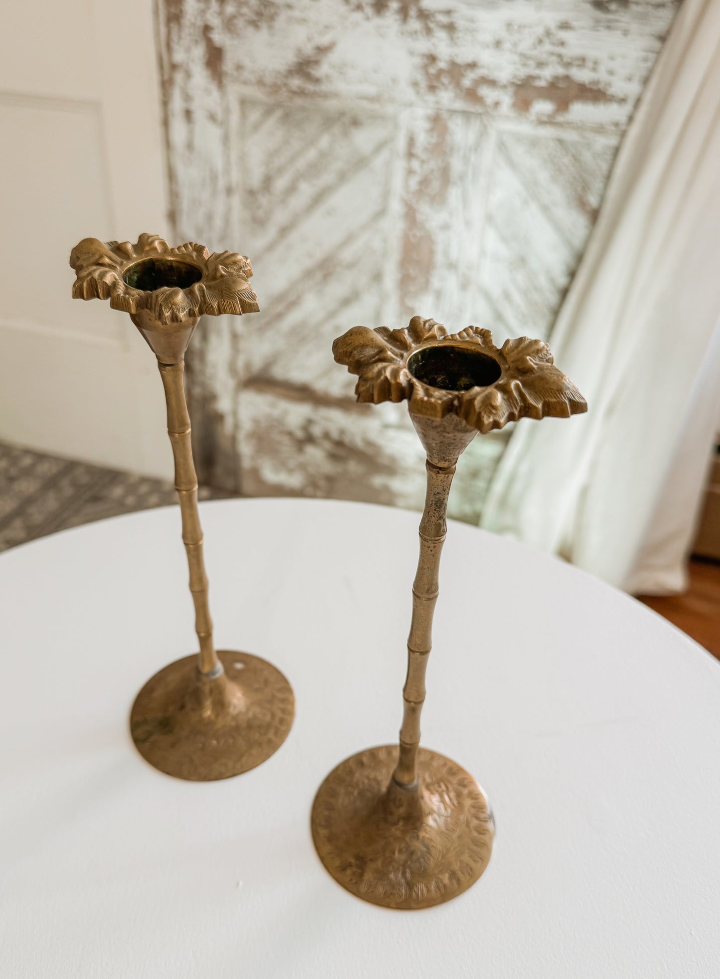 Etched Brass Candle Holders