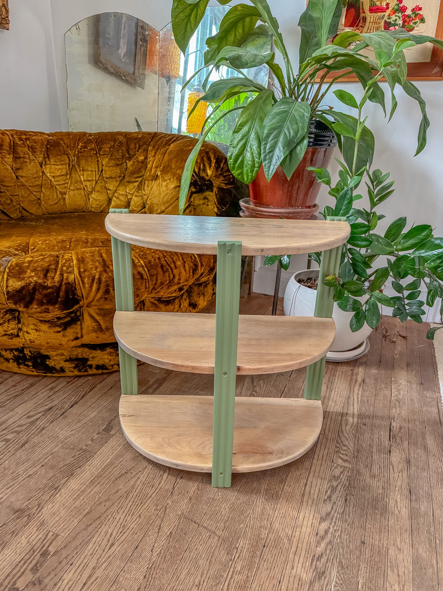 Solid Birch Half Moon Side Tables