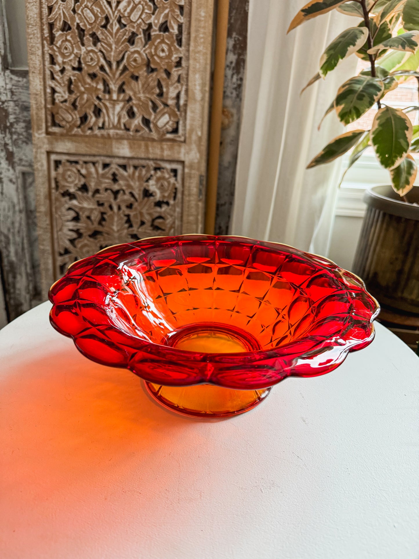 1950s Amberina Indiana Glass Bowl