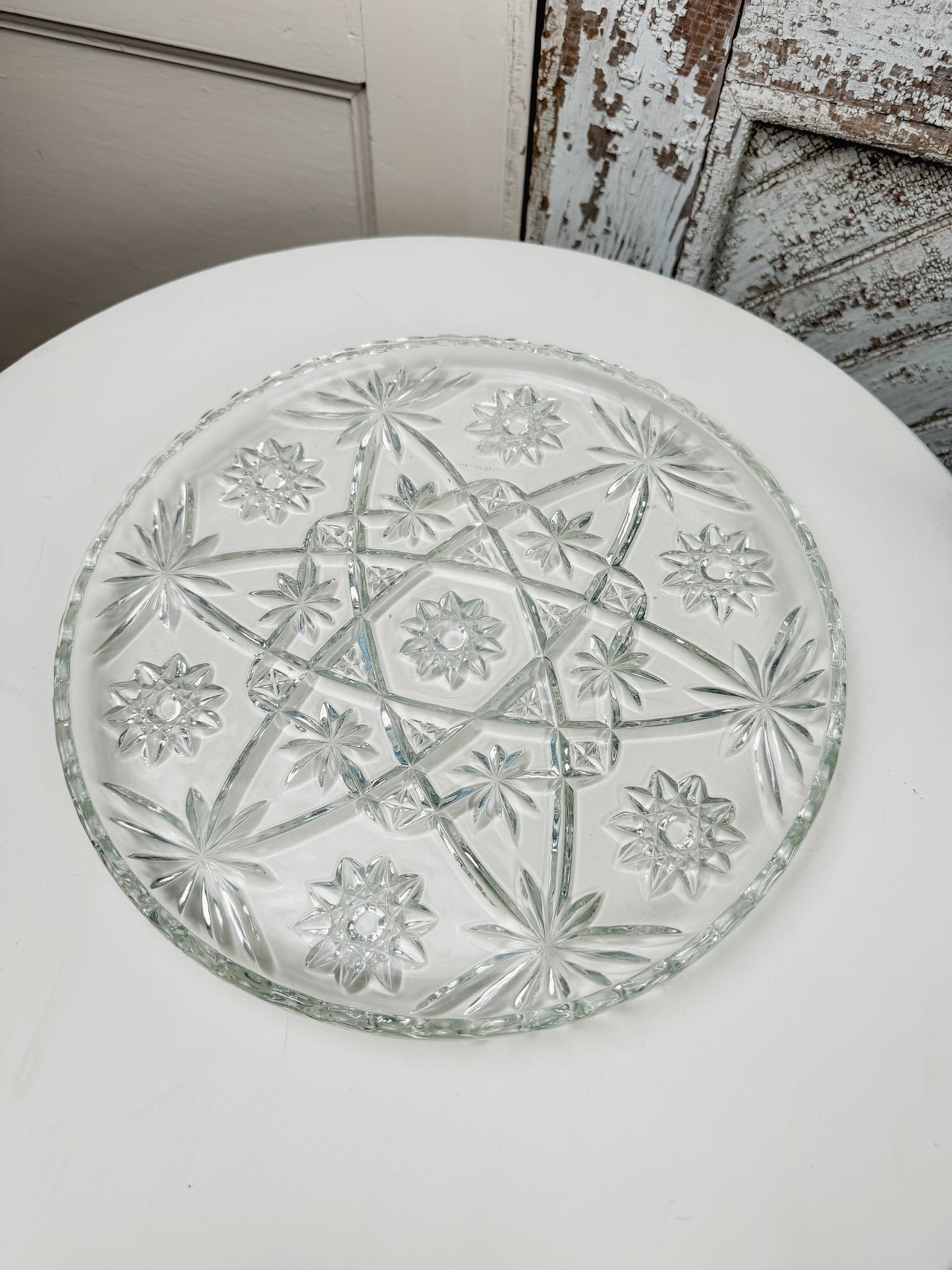 Nana & Papa Collection: 11" Anchor Hocking Star of David Pressed Glass Serving Plate
