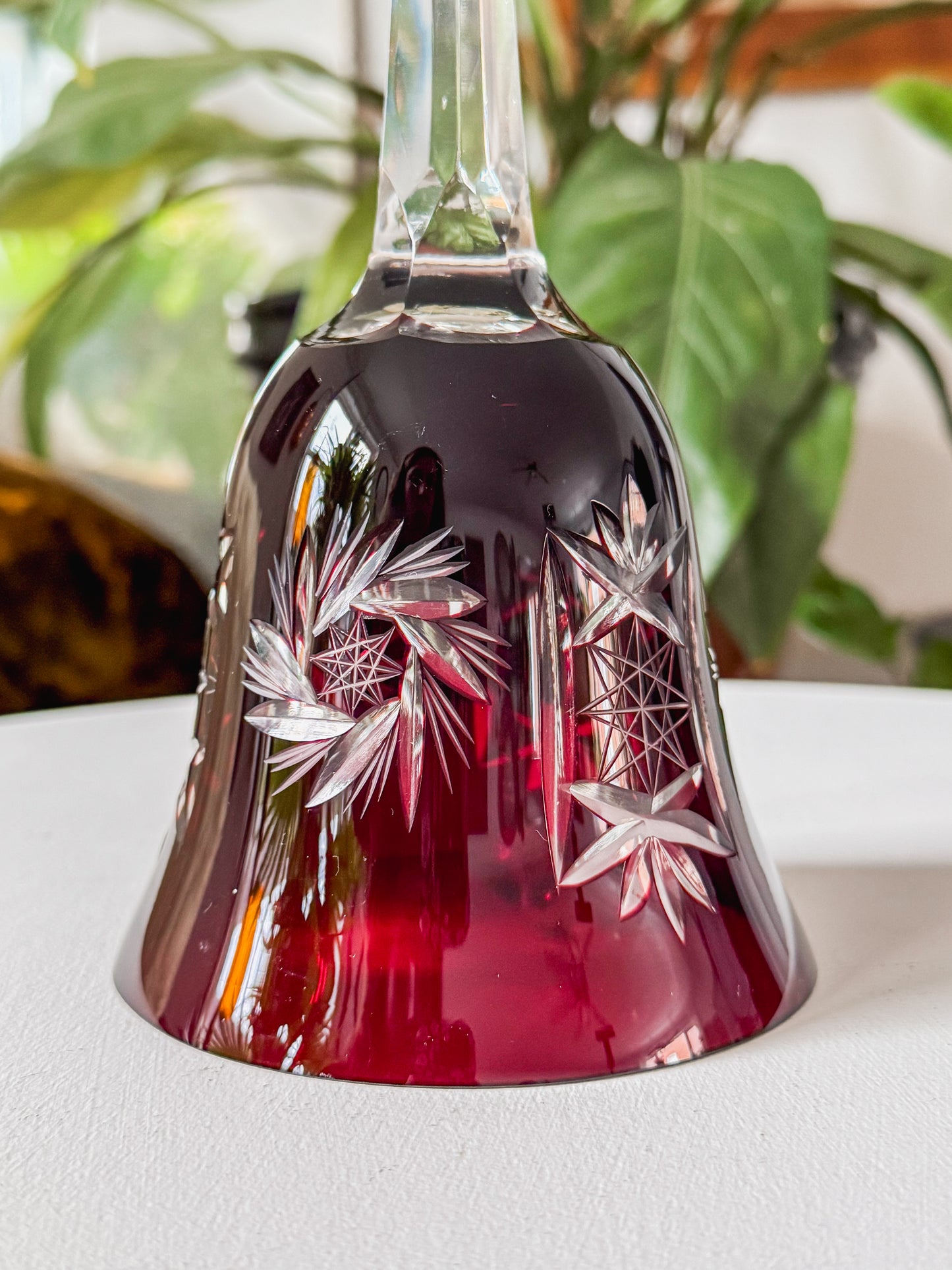 Ruby Red Cut Crystal Bell