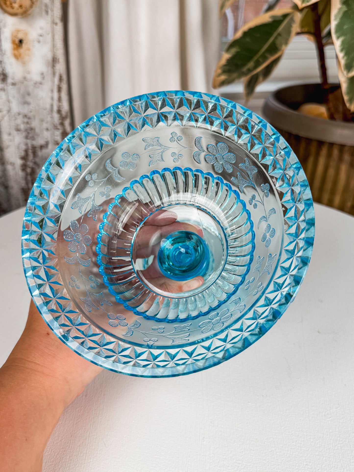 EAPG Light Blue Wildflower Compote