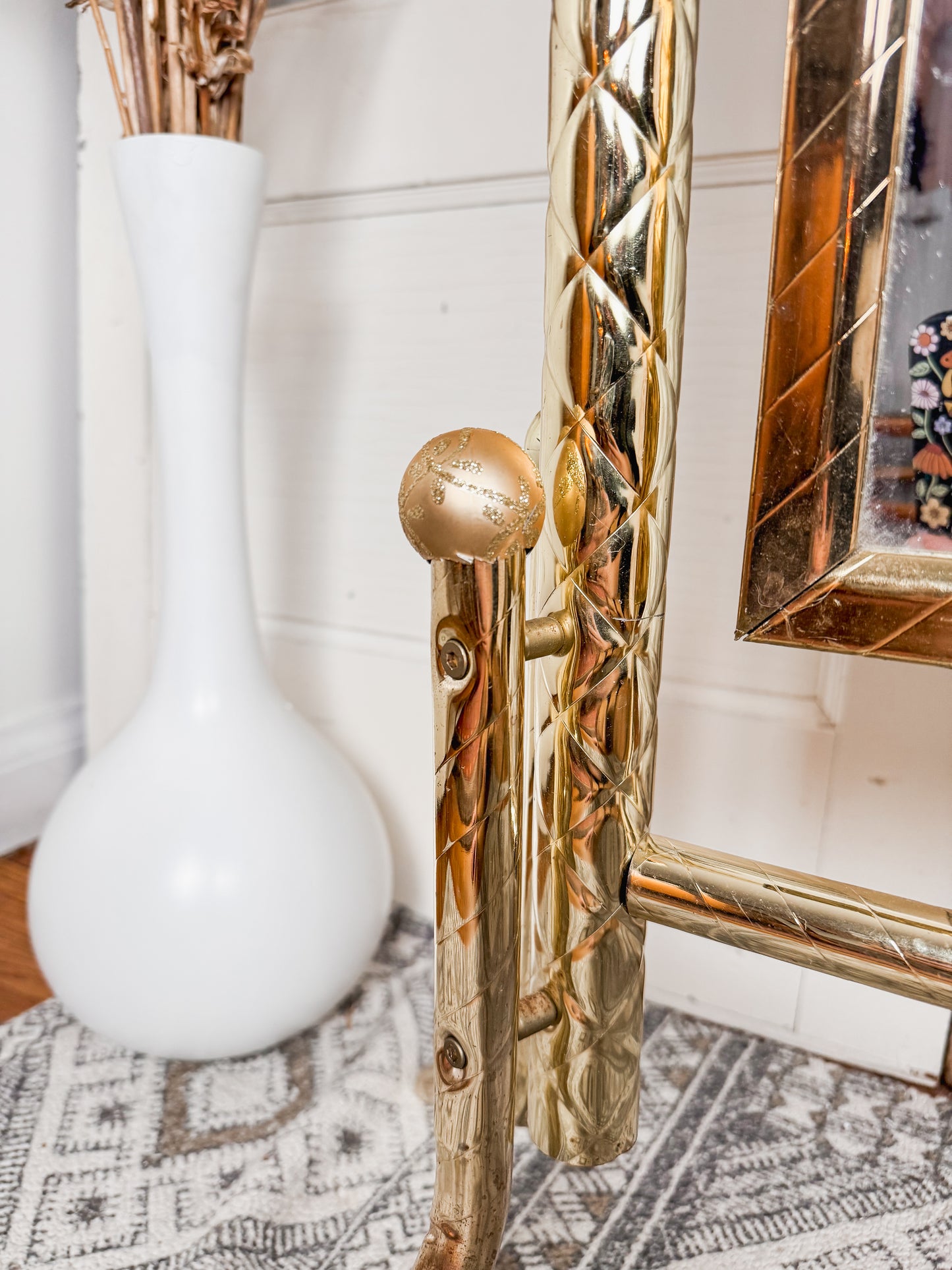 Free Standing Brass Mirror