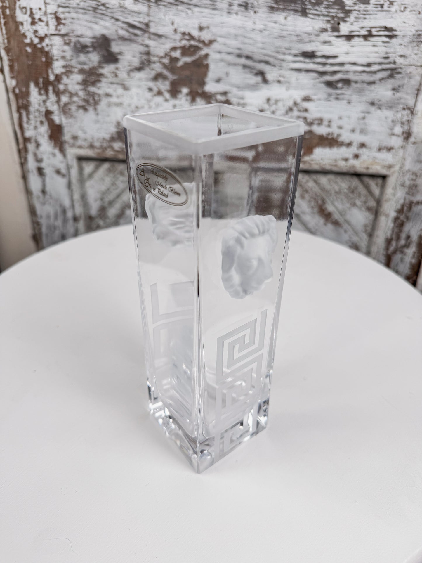 Blown Glass Lions Head Square Vase