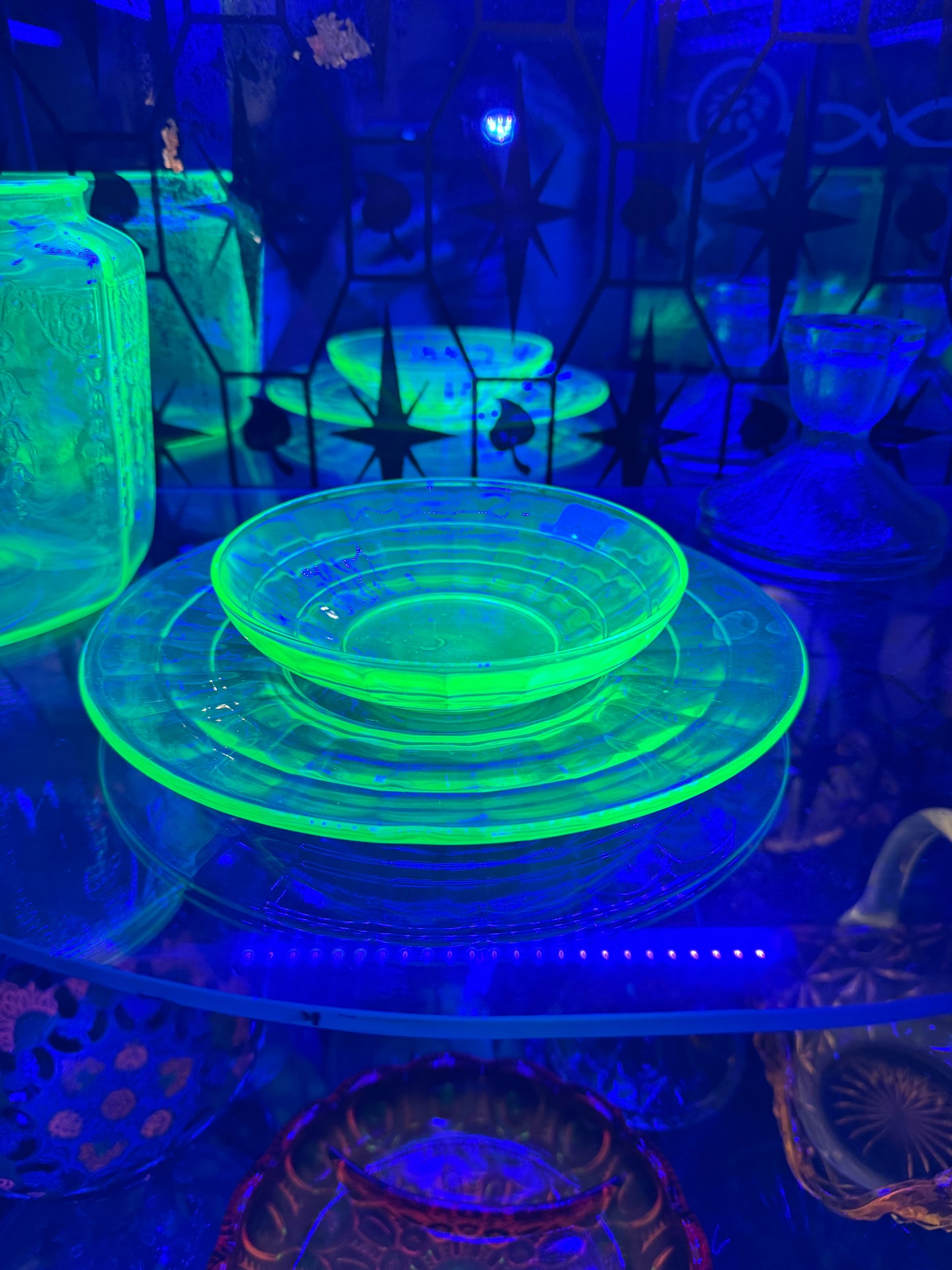 Uranium Optic Bowl & Plate Set