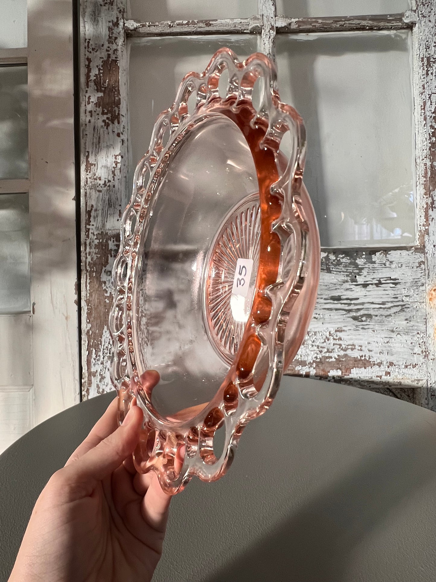 Pink Anchor Hocking Old Colony Glass Serving Bowl