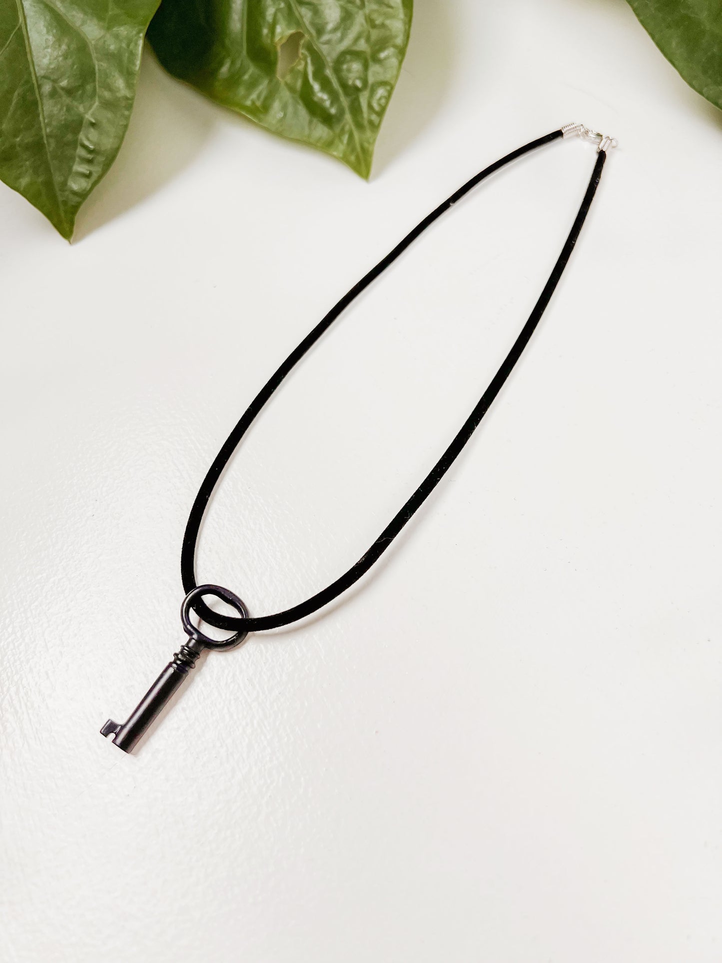 Antique Black Skeleton Key with Black Velvet Choker