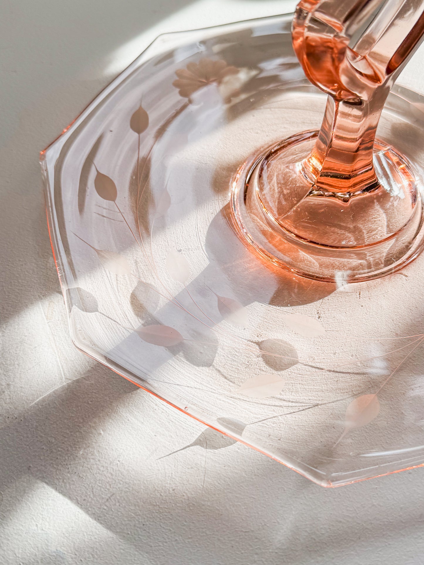Pink Etched Serving Tray