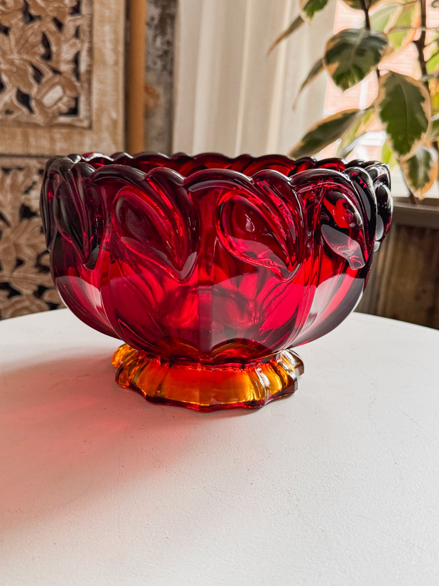 1950s Amberina Indiana Tiara Sunset Bowl