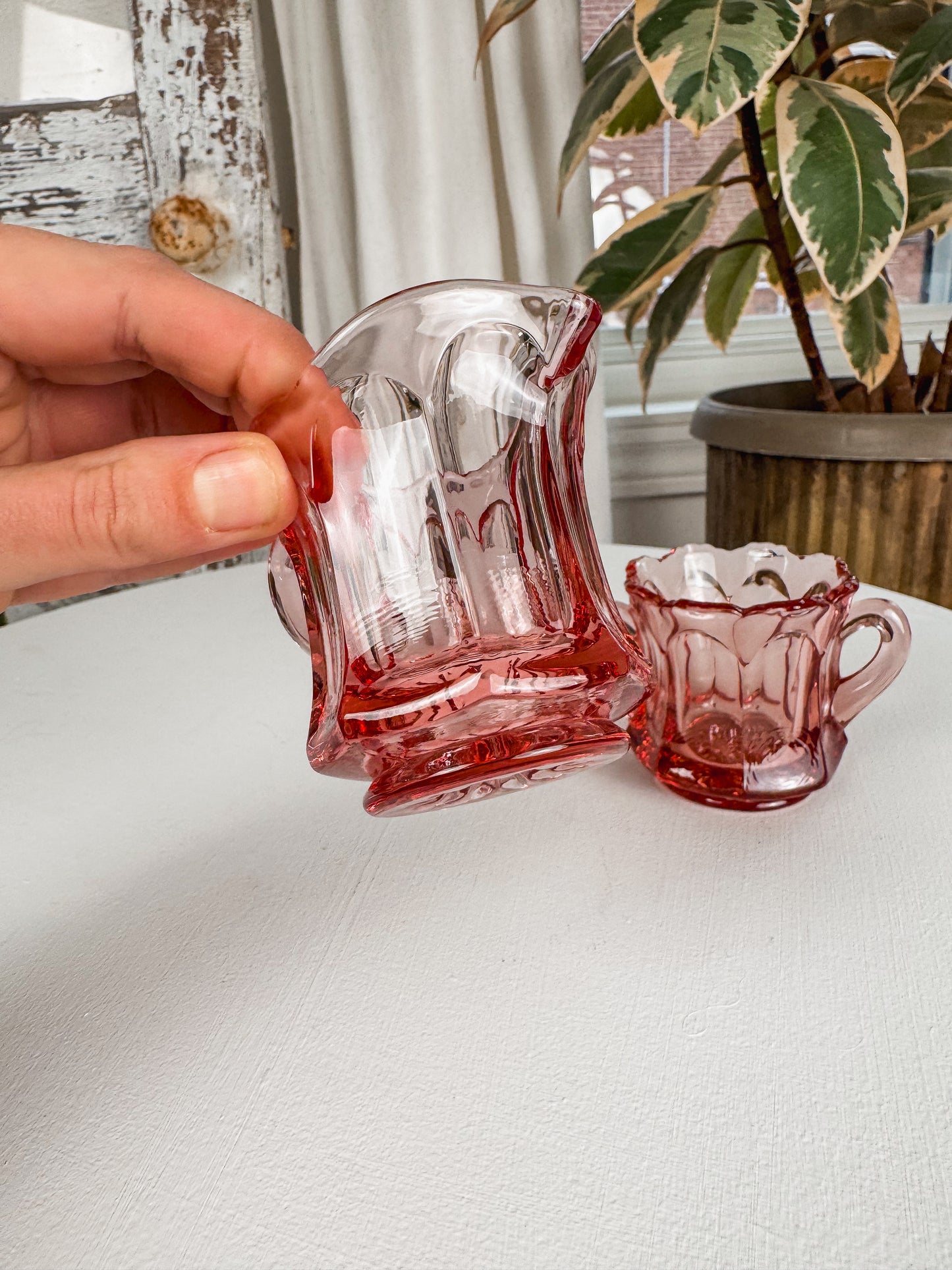 Deep Pink Mini Creamer & Sugar Bowl