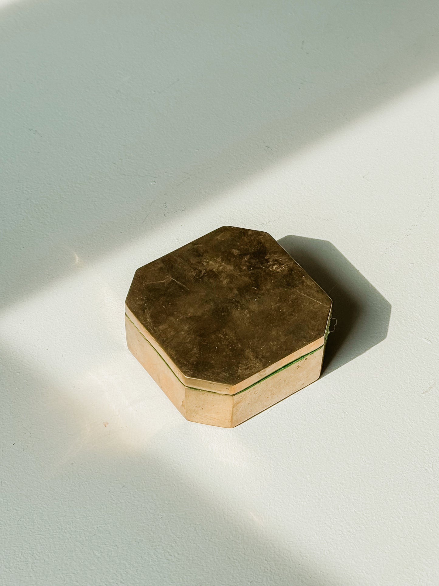 Brass Box with Green Velvet