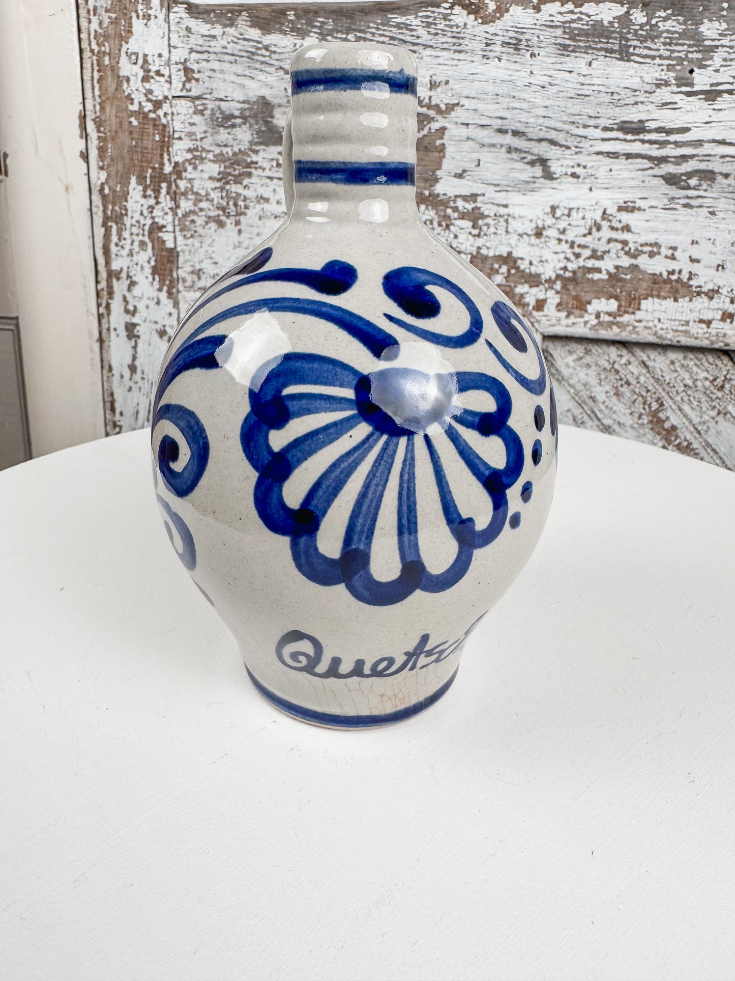 Ceramic Gray with Cobalt Blue Crock