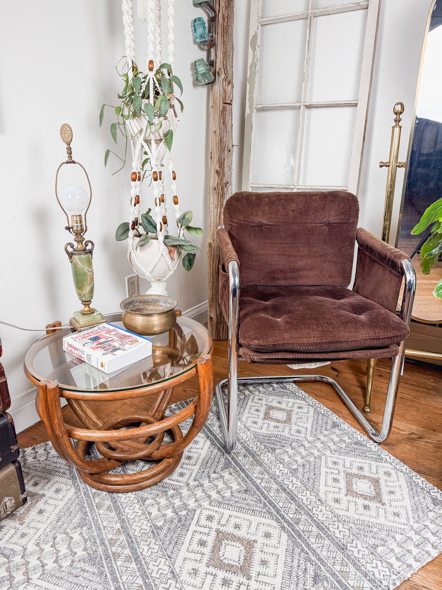 MCM Brown Corduroy & Chrome Office Chair