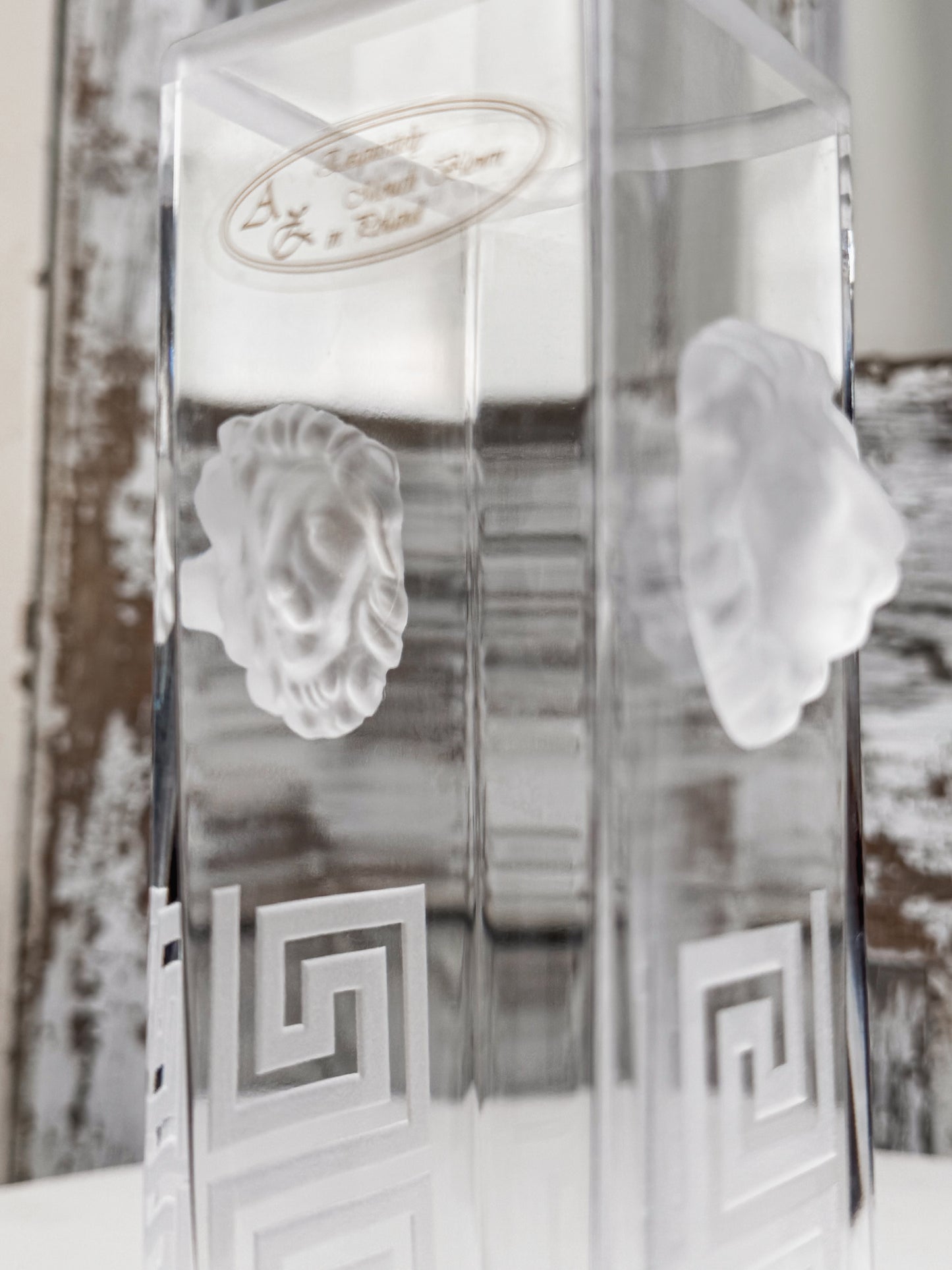 Blown Glass Lions Head Square Vase