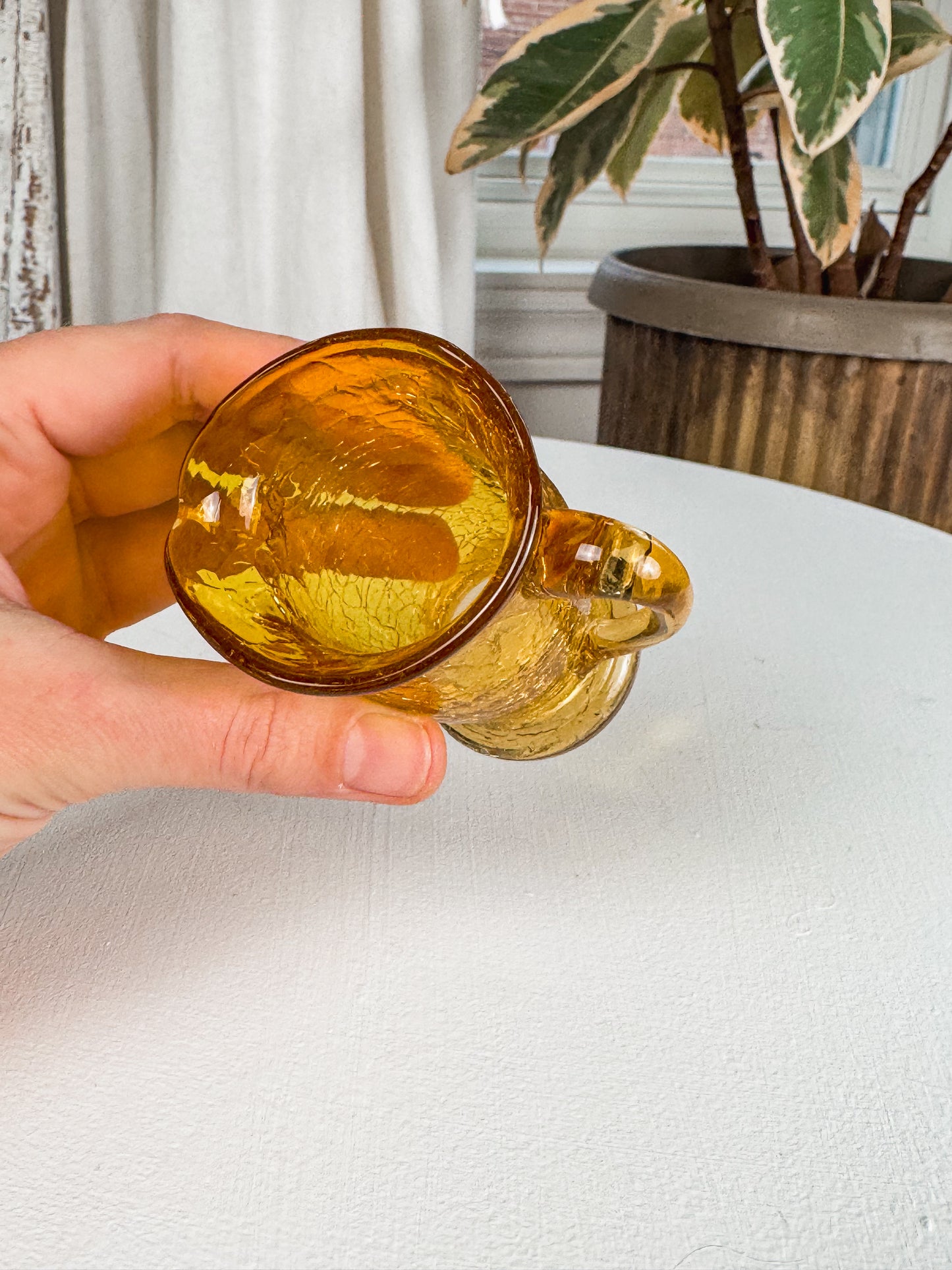 Hand Blown Amberina Mini Glass Pitcher