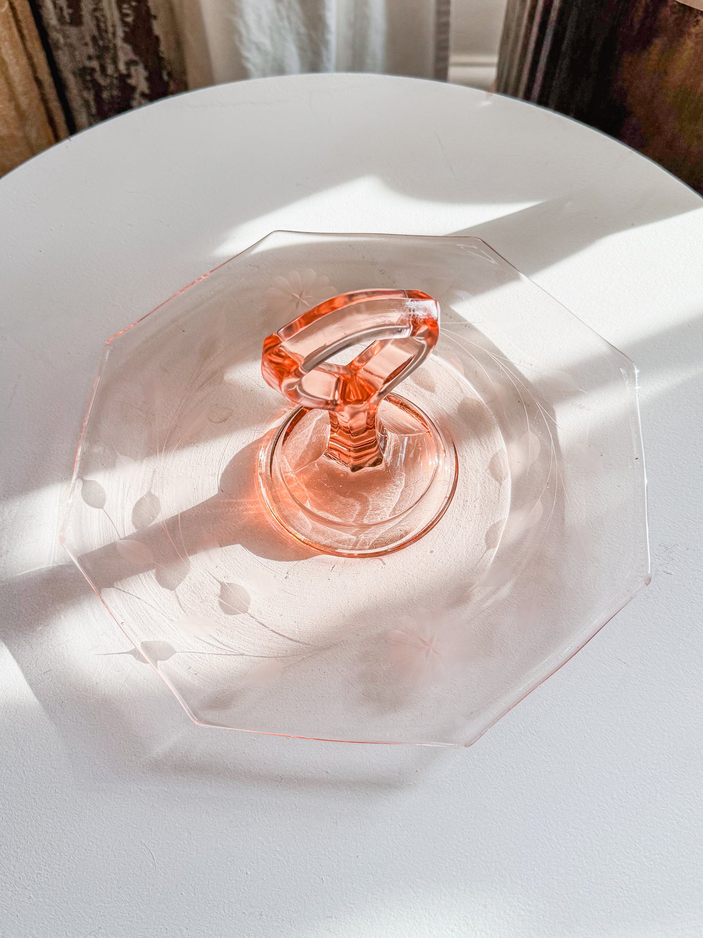 Pink Etched Serving Tray
