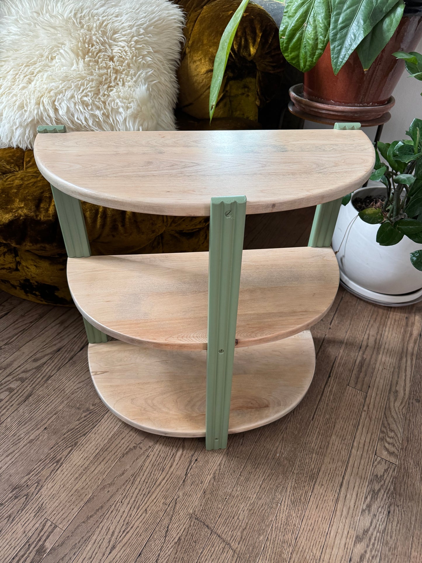 Solid Birch Half Moon Side Tables