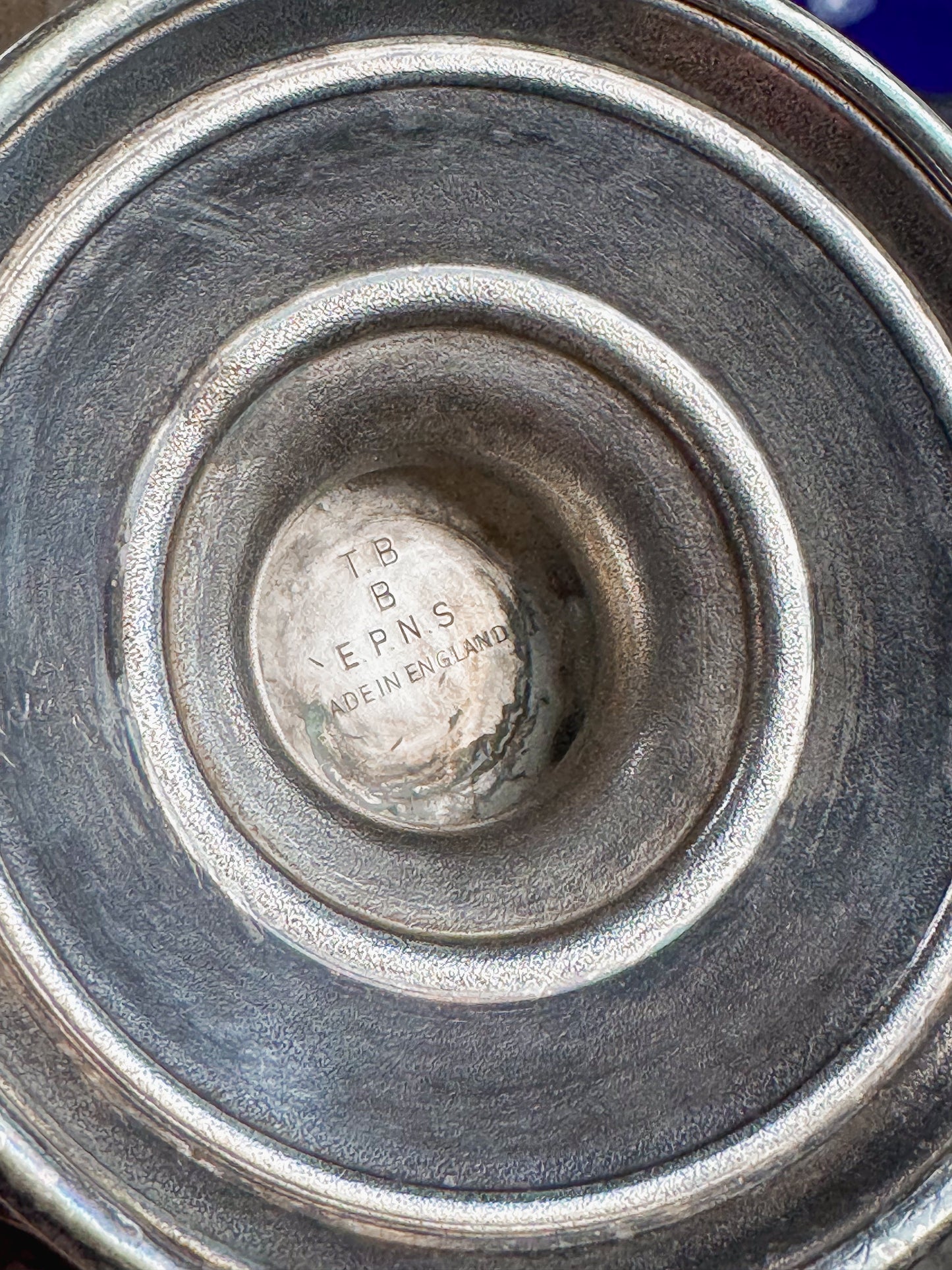 Stirling Silver & Cobalt Glass Condiment Dish