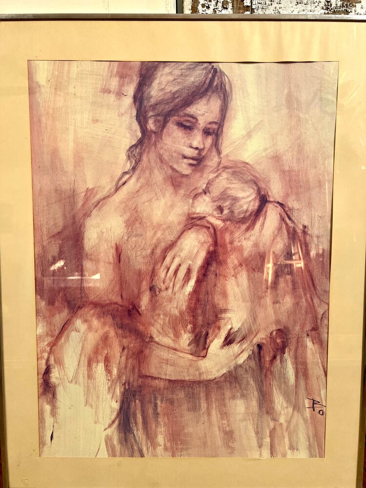 Vintage Abstract Mom & Baby Print
