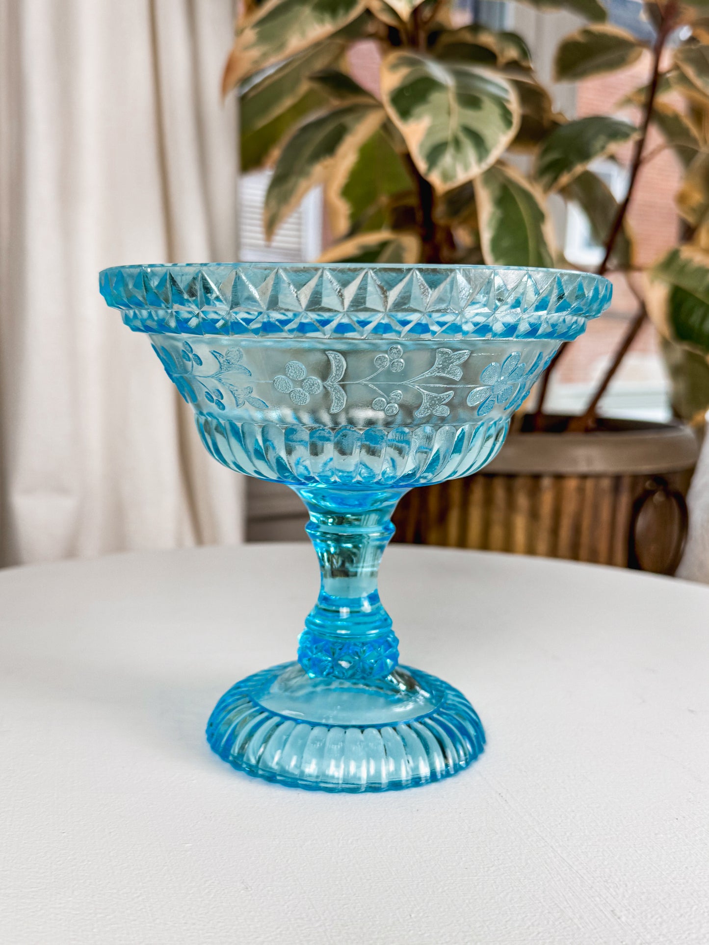EAPG Light Blue Wildflower Compote