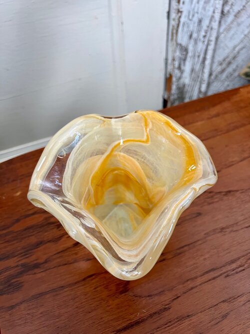 Vintage Peachy Honey Blown Glass Vase