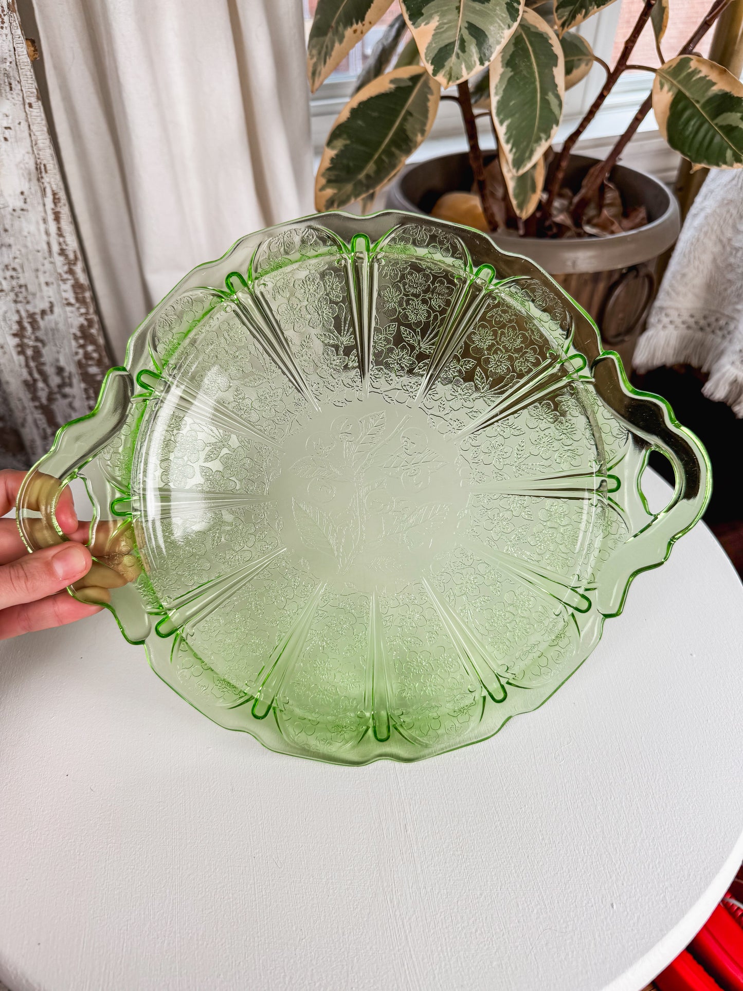 1930s Jeanette Uranium Glass Serving Dish