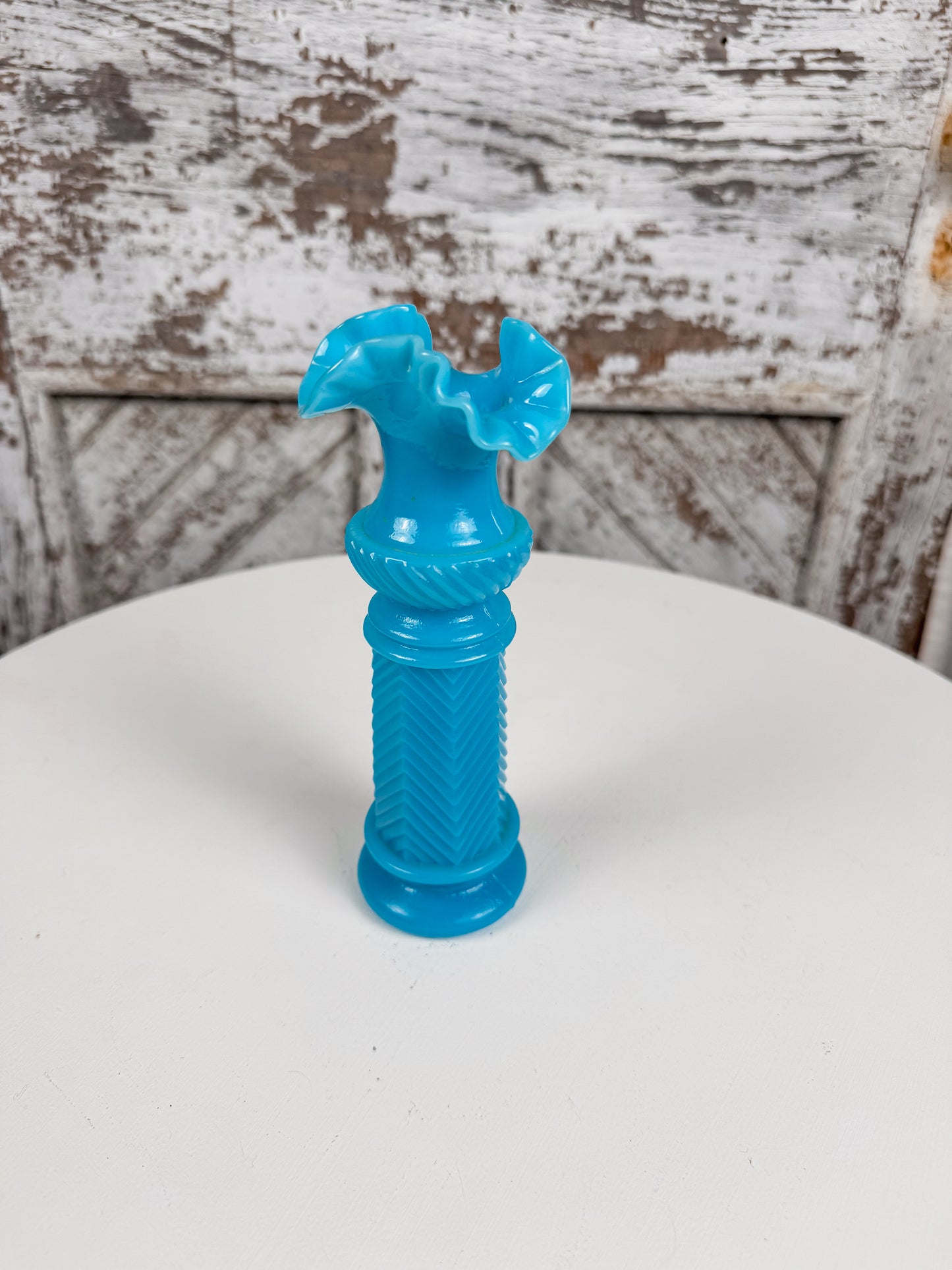 Vallerysthal French Blue Opaline Glass Vase