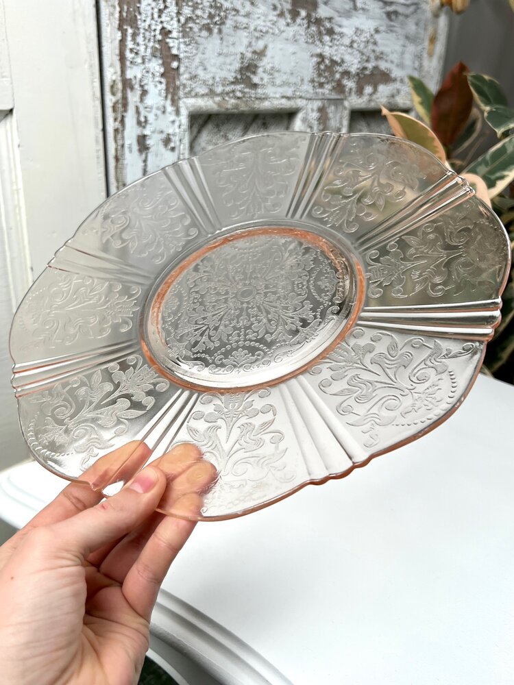 Vintage Mac-Beth Evans American Sweetheart Pink Depression Plate