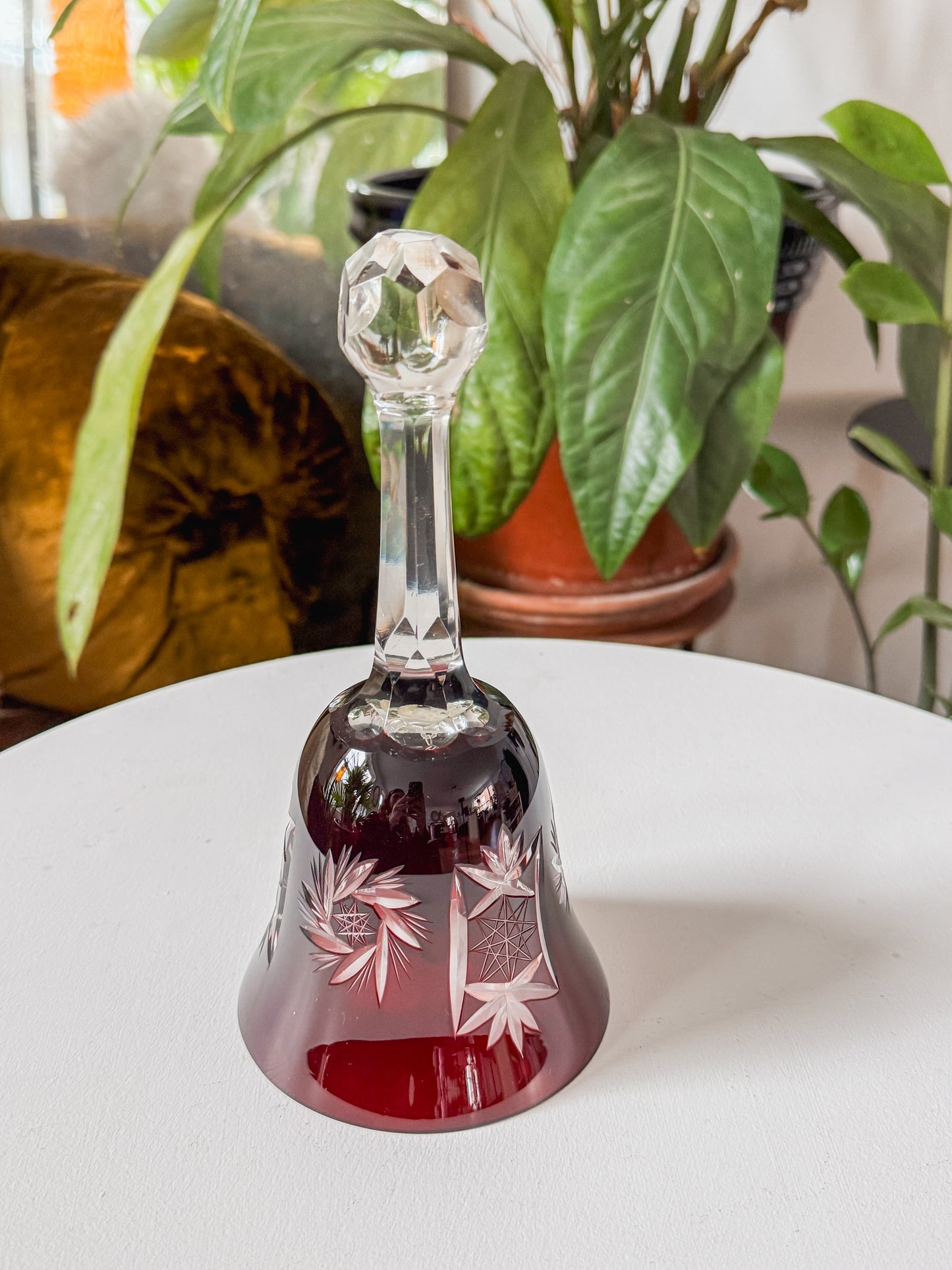 Ruby Red Cut Crystal Bell