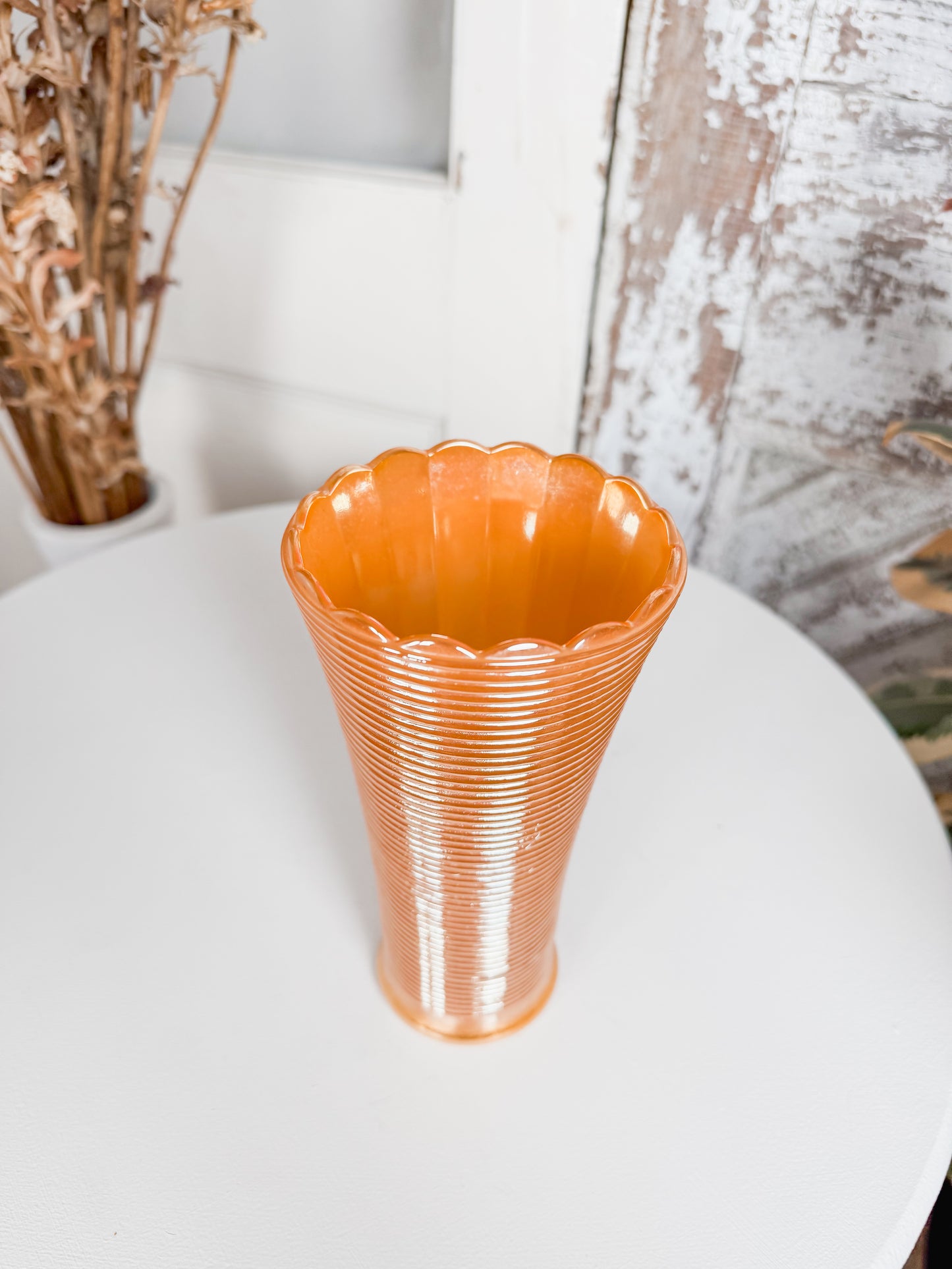 Anchor Hocking Fire King Peach Lustre Vase