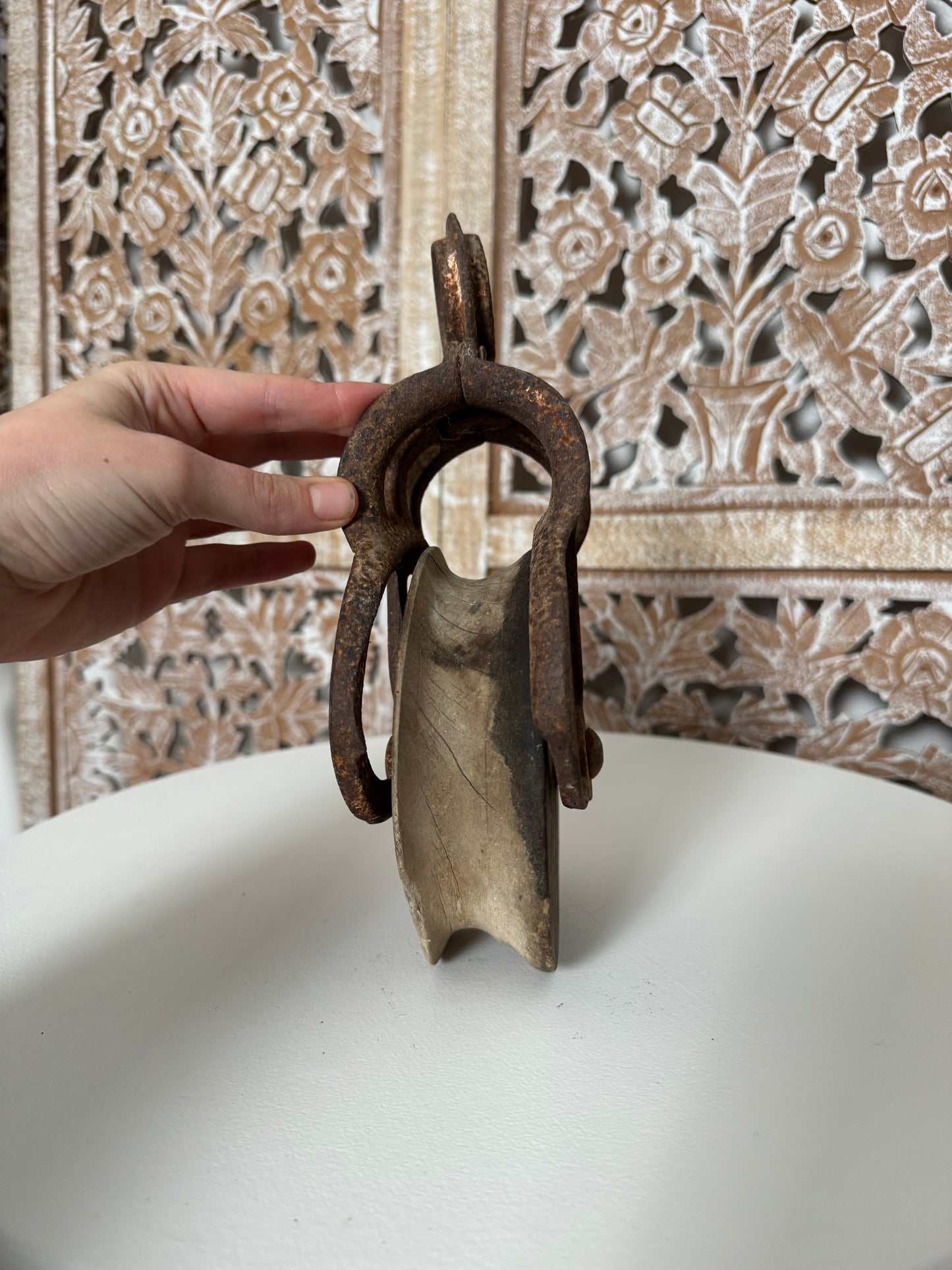 Antique Cast Iron & Wood Barn Pulley