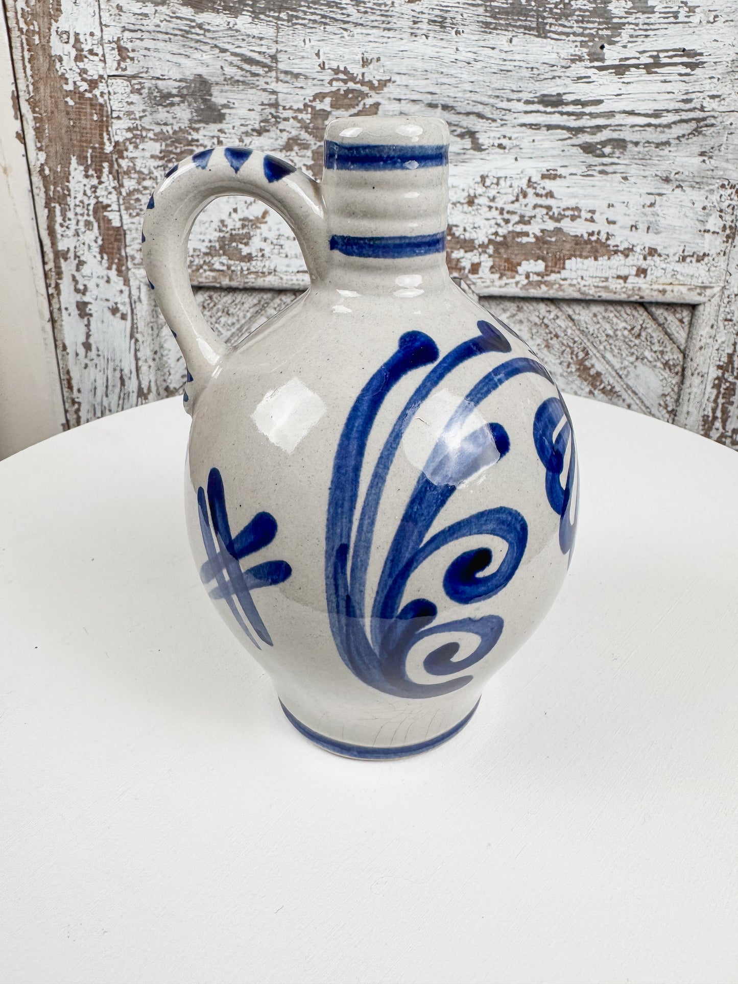 Ceramic Gray with Cobalt Blue Crock