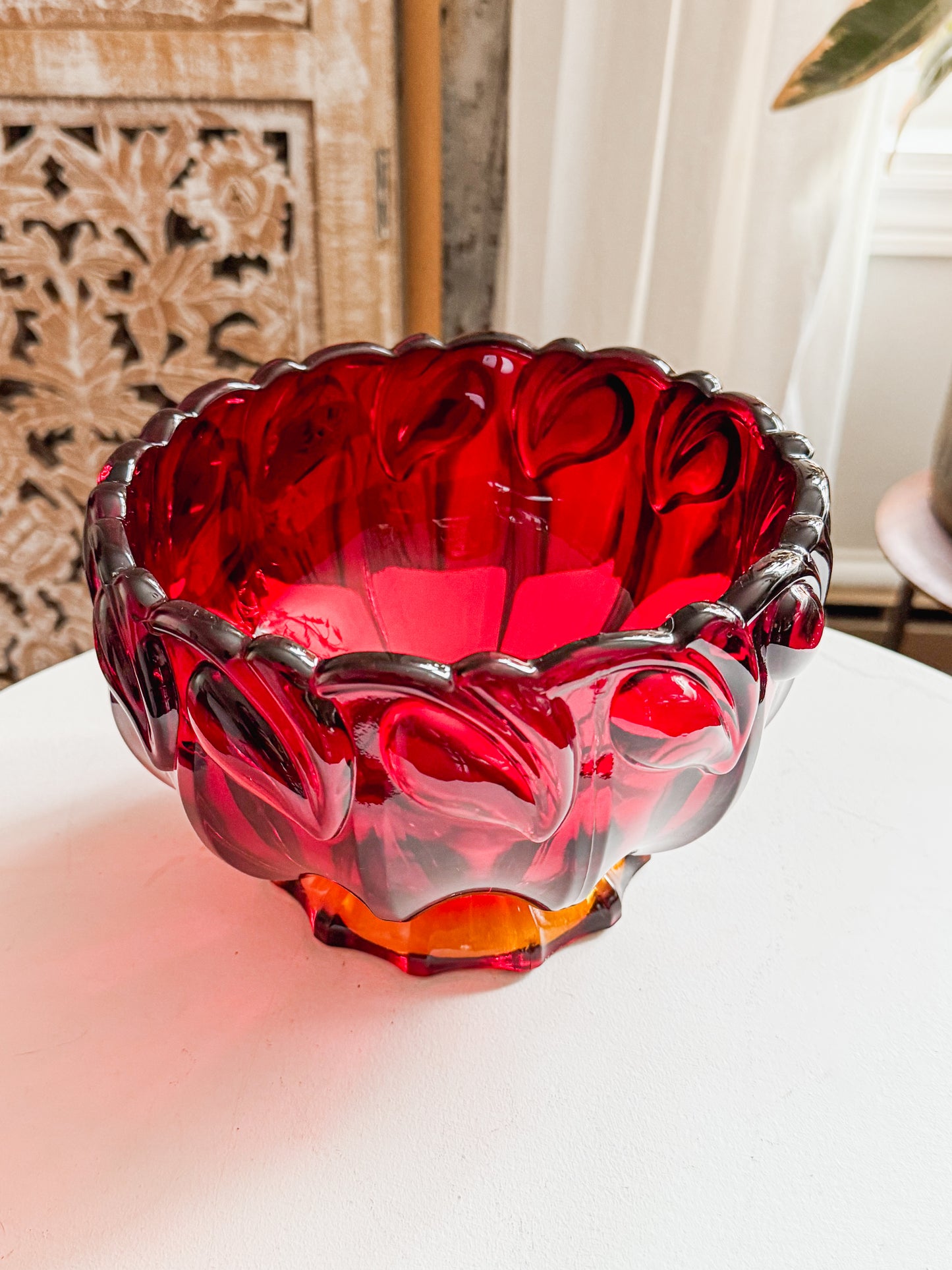 1950s Amberina Indiana Tiara Sunset Bowl