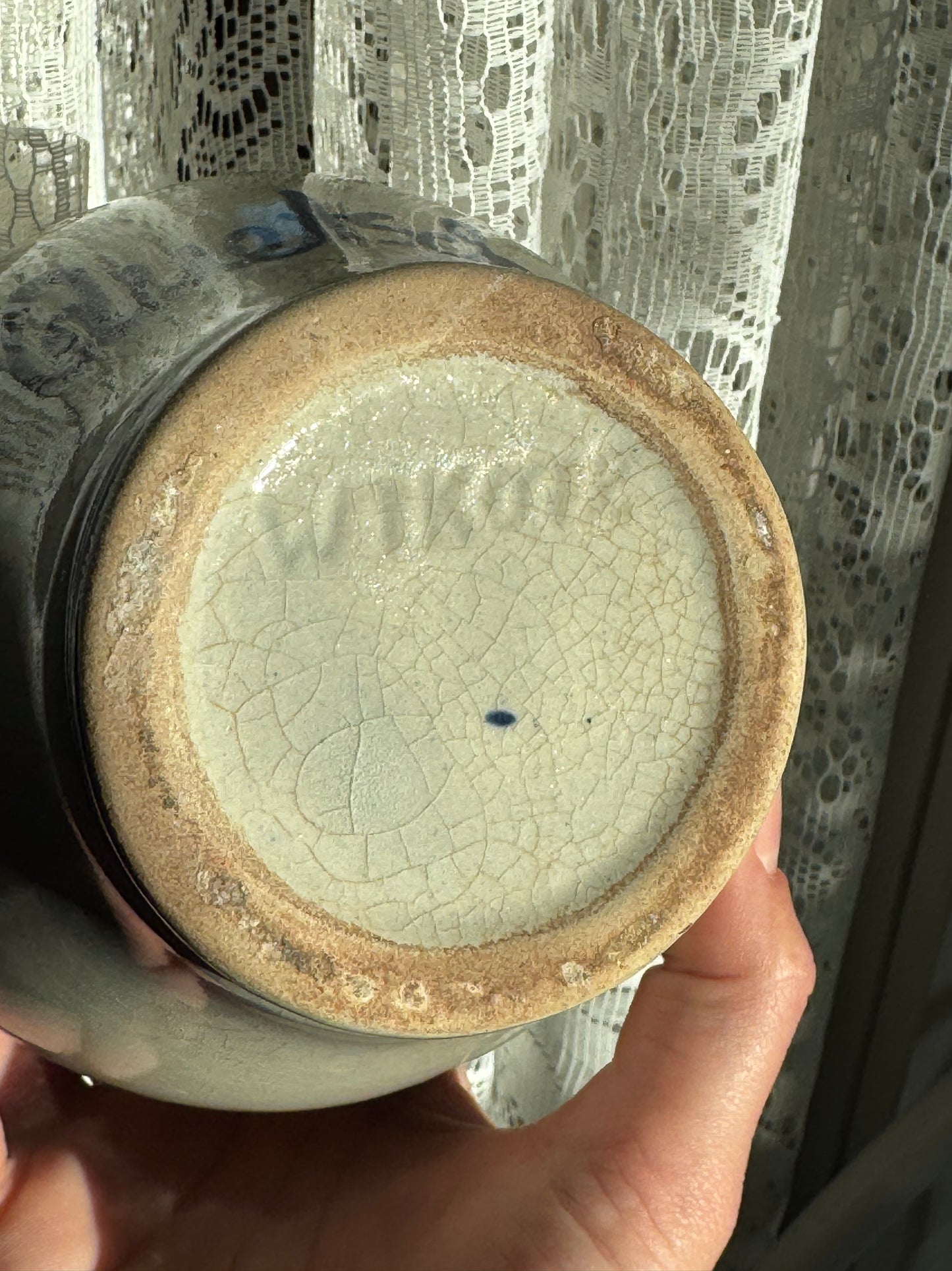 Ceramic Gray with Cobalt Blue Crock