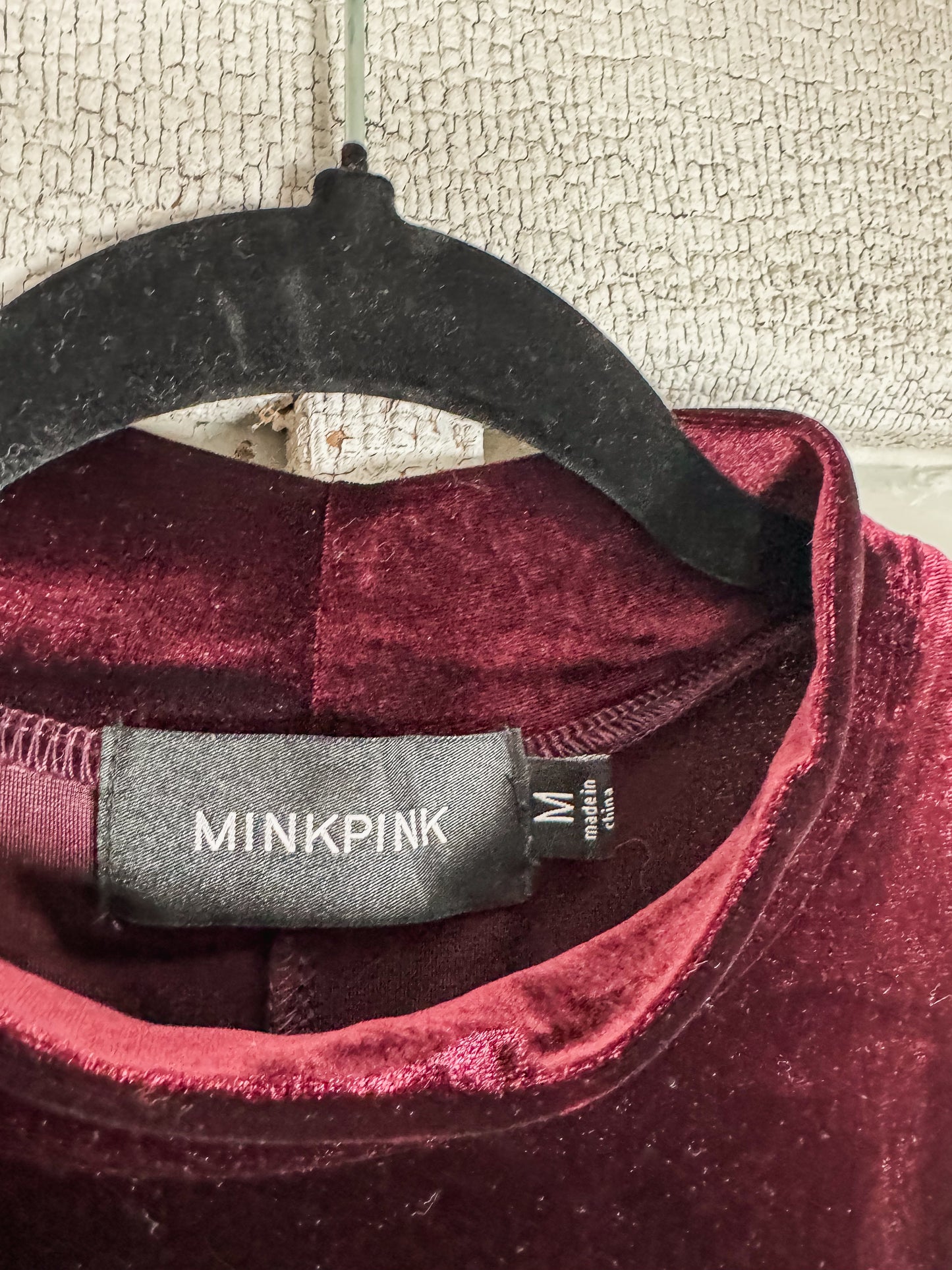 Mink Pink Burgundy Velvet Fitted Dress