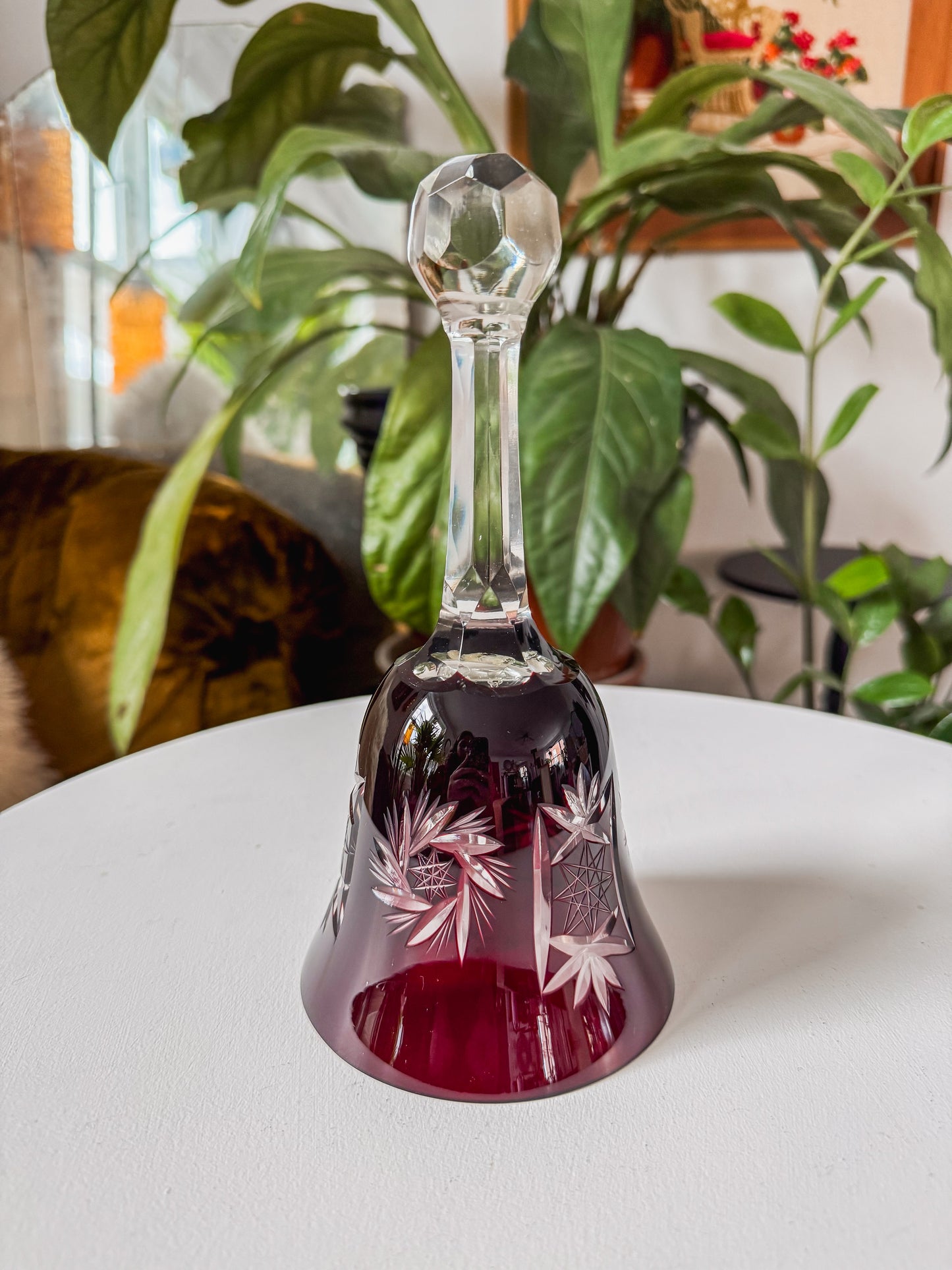 Ruby Red Cut Crystal Bell