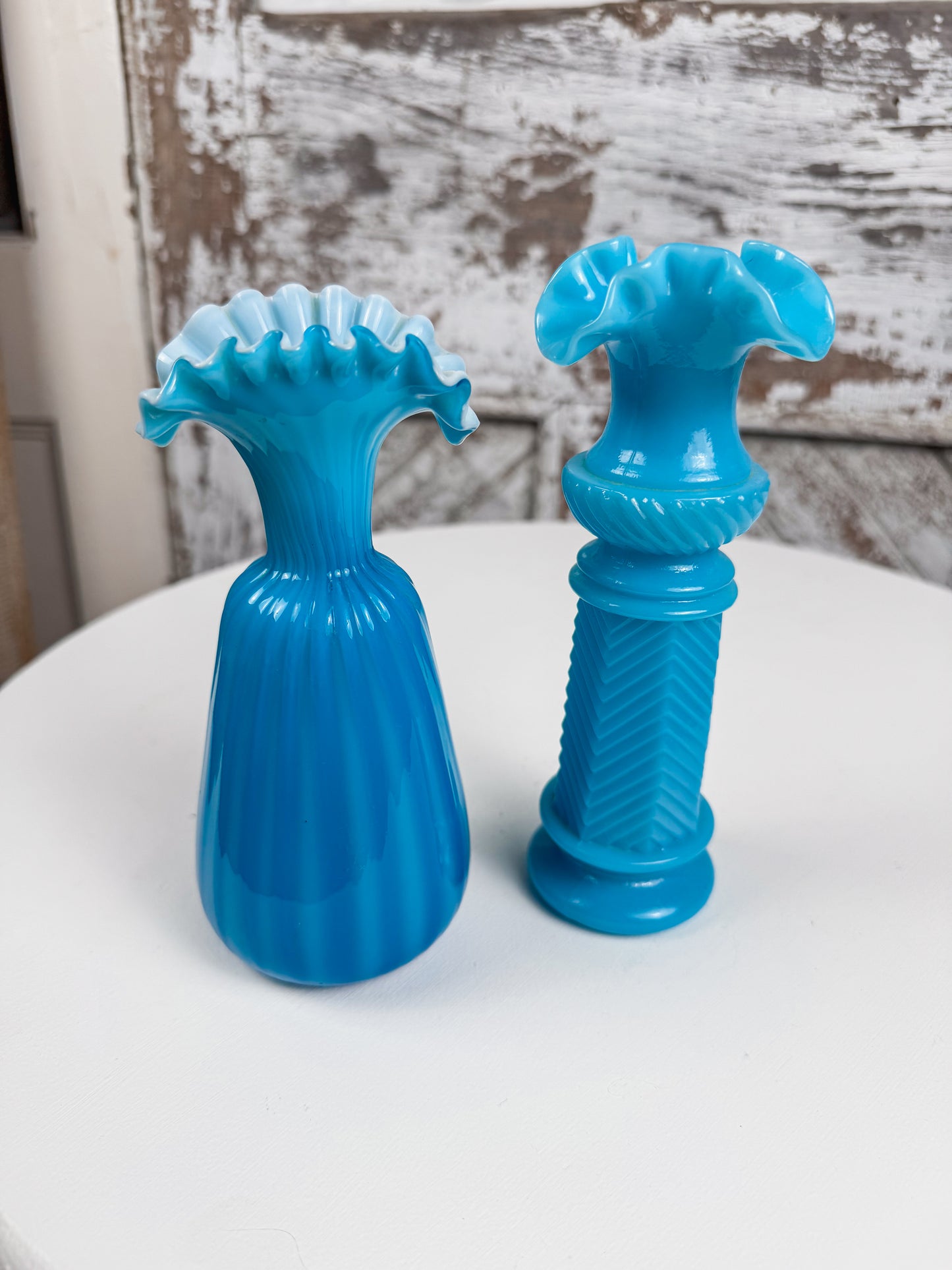 Vallerysthal French Blue Opaline Glass Vase