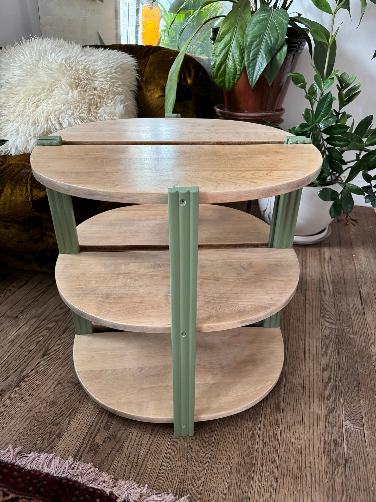 Solid Birch Half Moon Side Tables