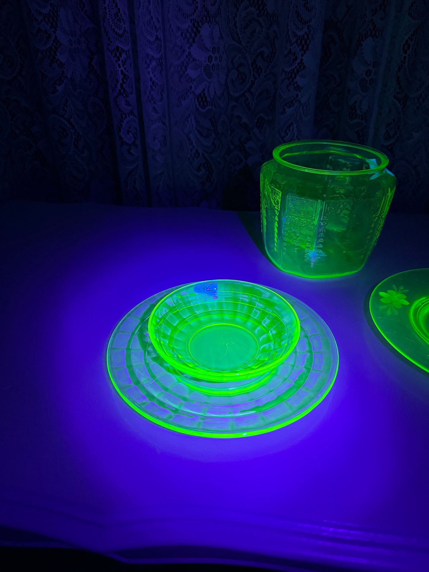 Uranium Optic Bowl & Plate Set
