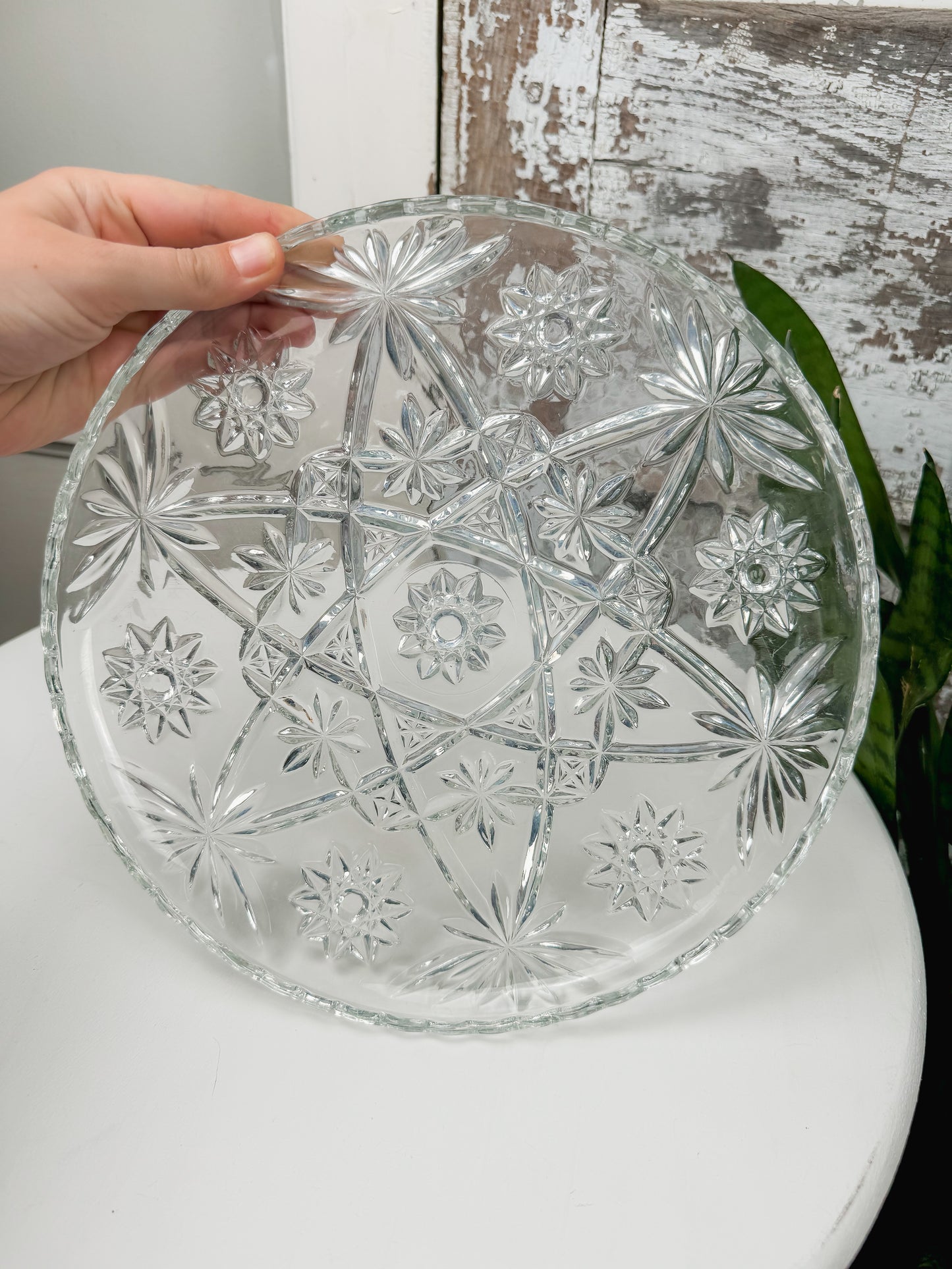 Nana & Papa Collection: 11" Anchor Hocking Star of David Pressed Glass Serving Plate