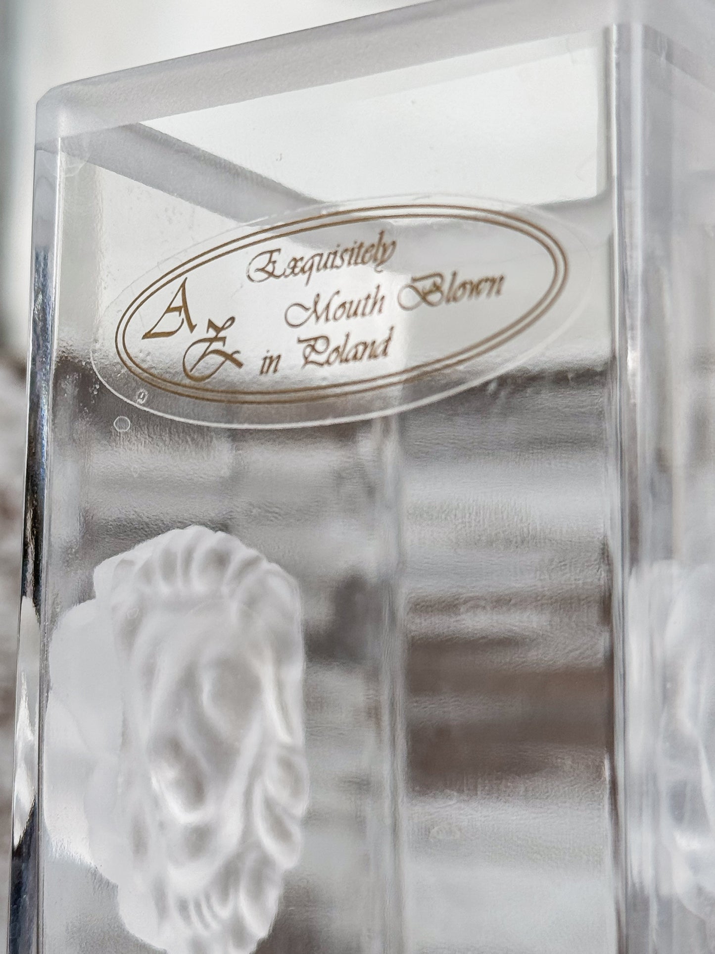 Blown Glass Lions Head Square Vase