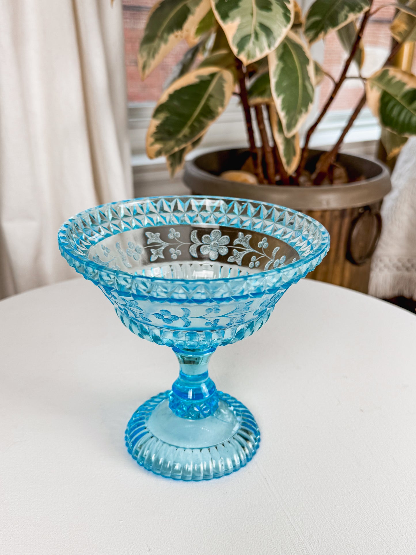EAPG Light Blue Wildflower Compote
