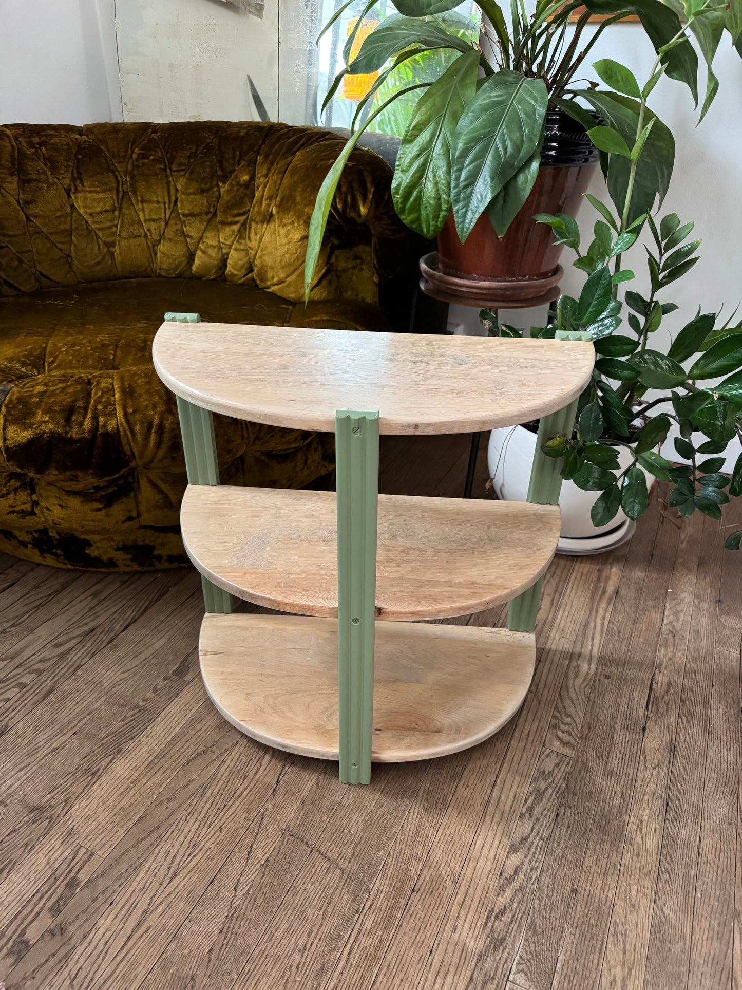 Solid Birch Half Moon Side Tables