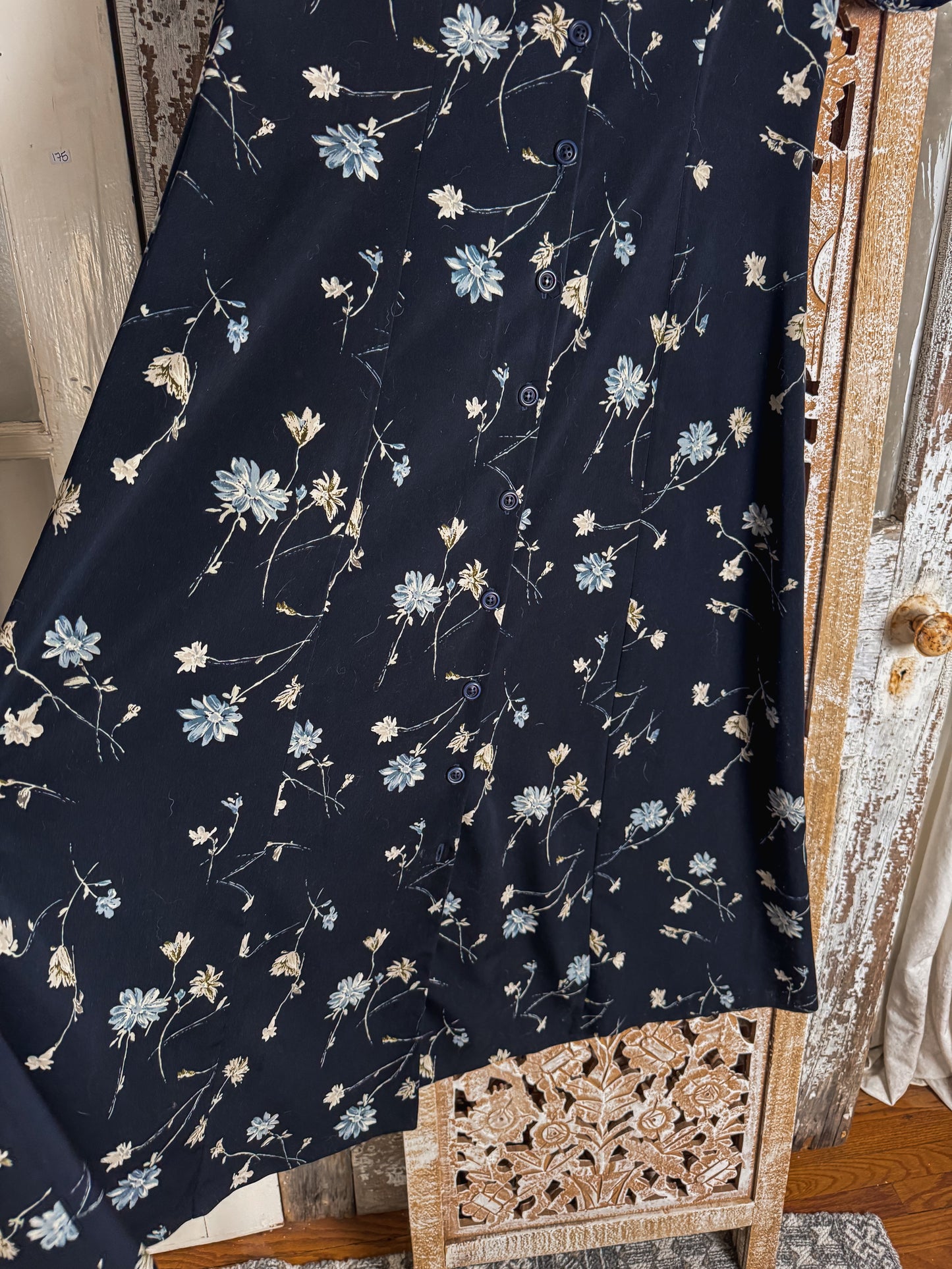 1950s Inspired Braemar Jeremy Scott Navy Floral Dress