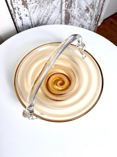 Vintage Blown Glass Swirl Bowl