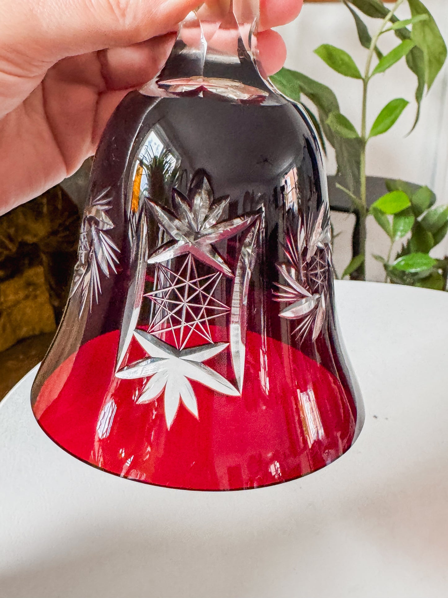 Ruby Red Cut Crystal Bell