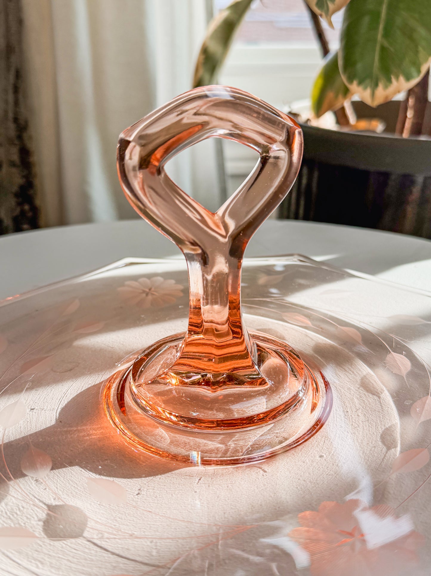 Pink Etched Serving Tray