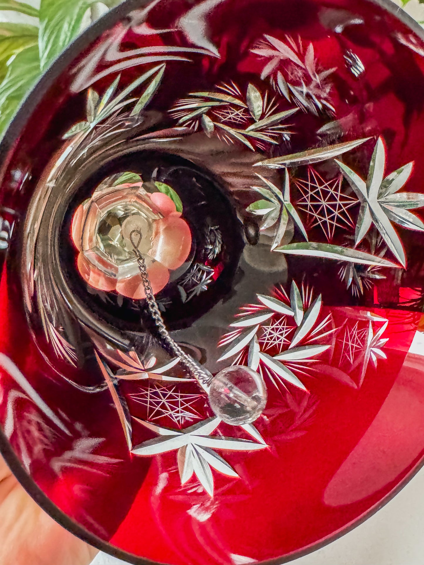 Ruby Red Cut Crystal Bell
