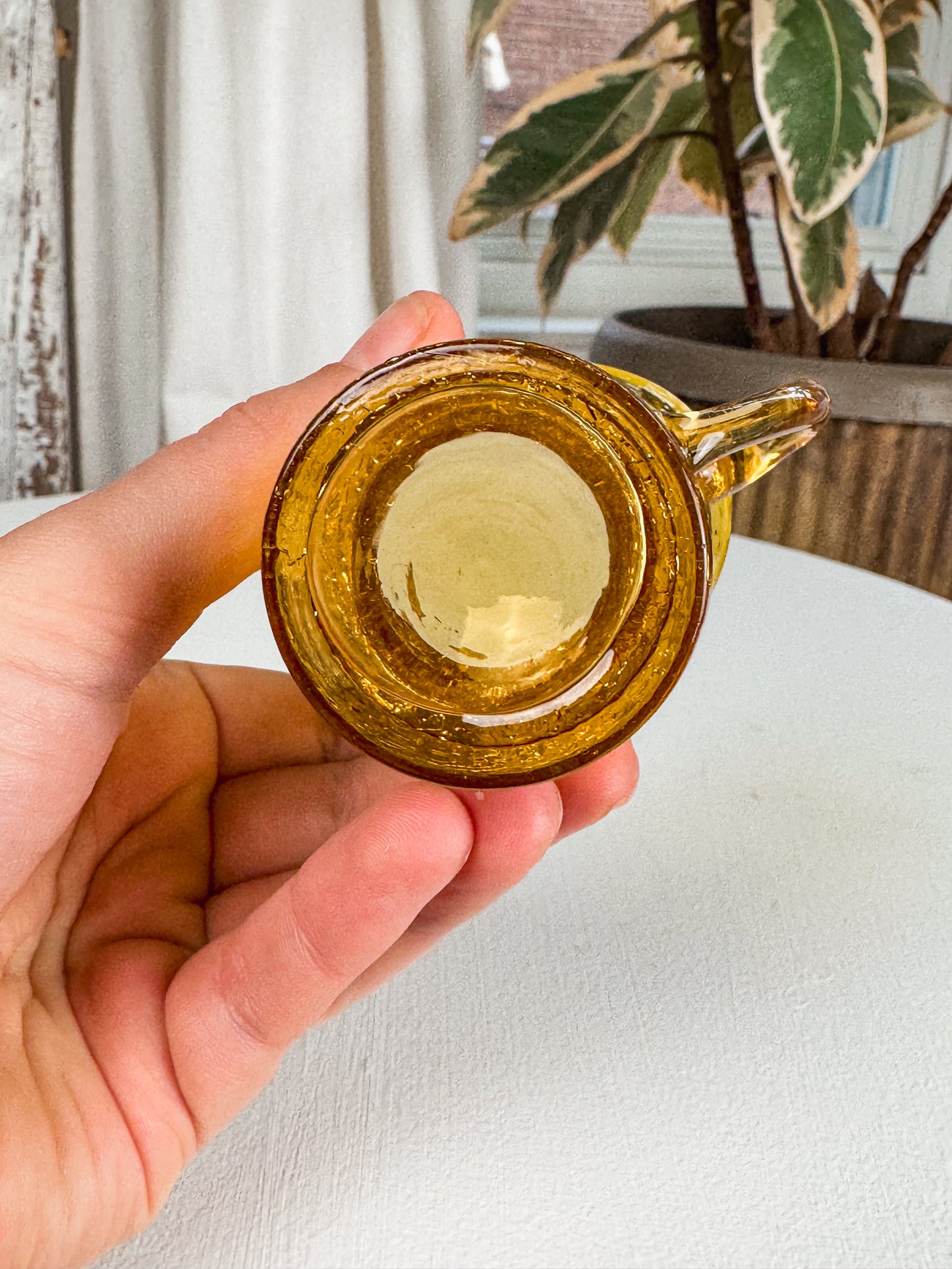 Hand Blown Amberina Mini Glass Pitcher