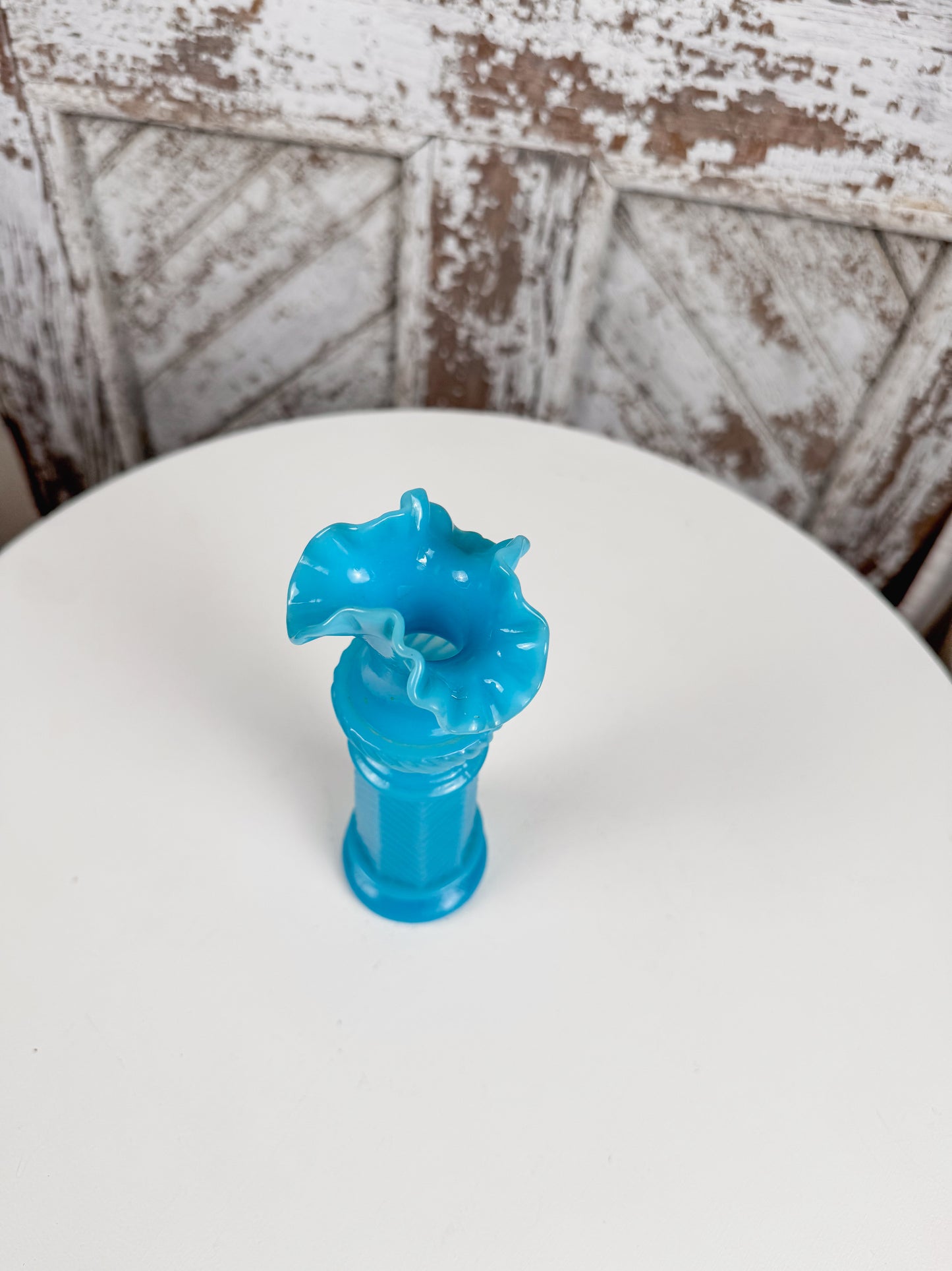 Vallerysthal French Blue Opaline Glass Vase